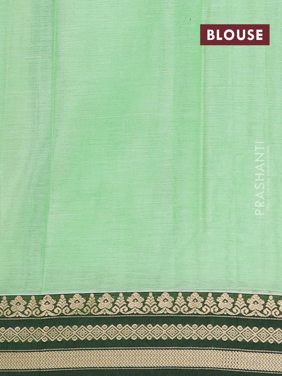 Narayanpet cotton saree pista green and green with plain body and thread woven border - Image 4