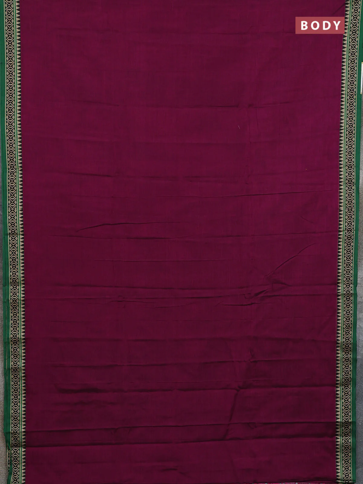 Narayanpet cotton saree purple and green with plain body and thread woven border - Image 2