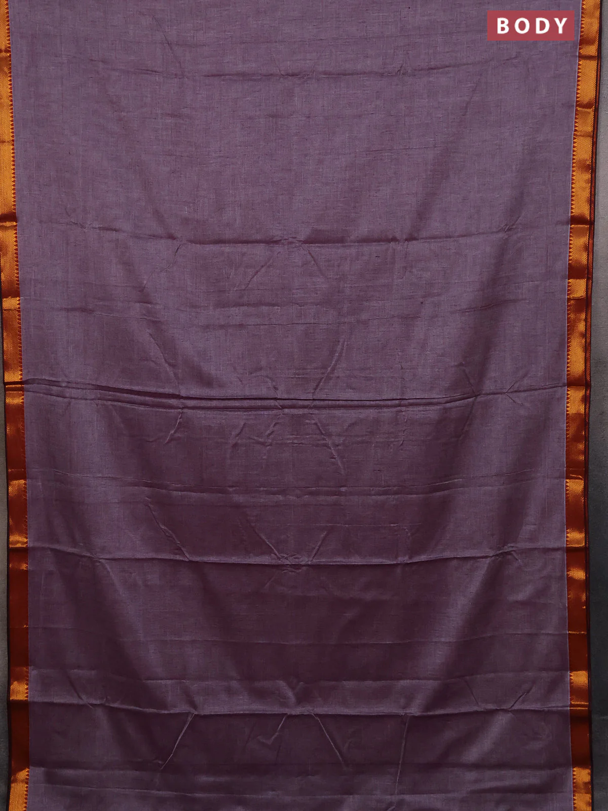 Narayanpet cotton saree purple shade and black with plain body with zari woven border - Image 2