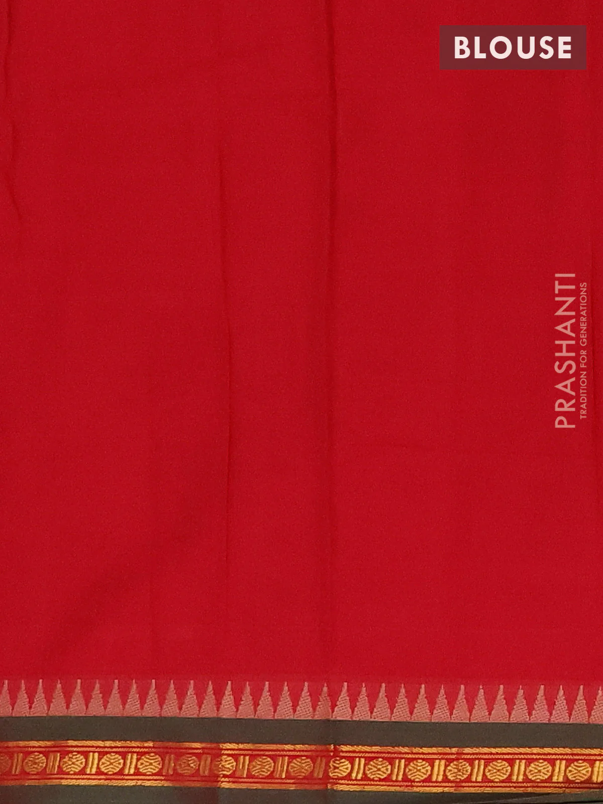 Narayanpet cotton saree red and green with plain body and temple thread woven butta border - Image 4