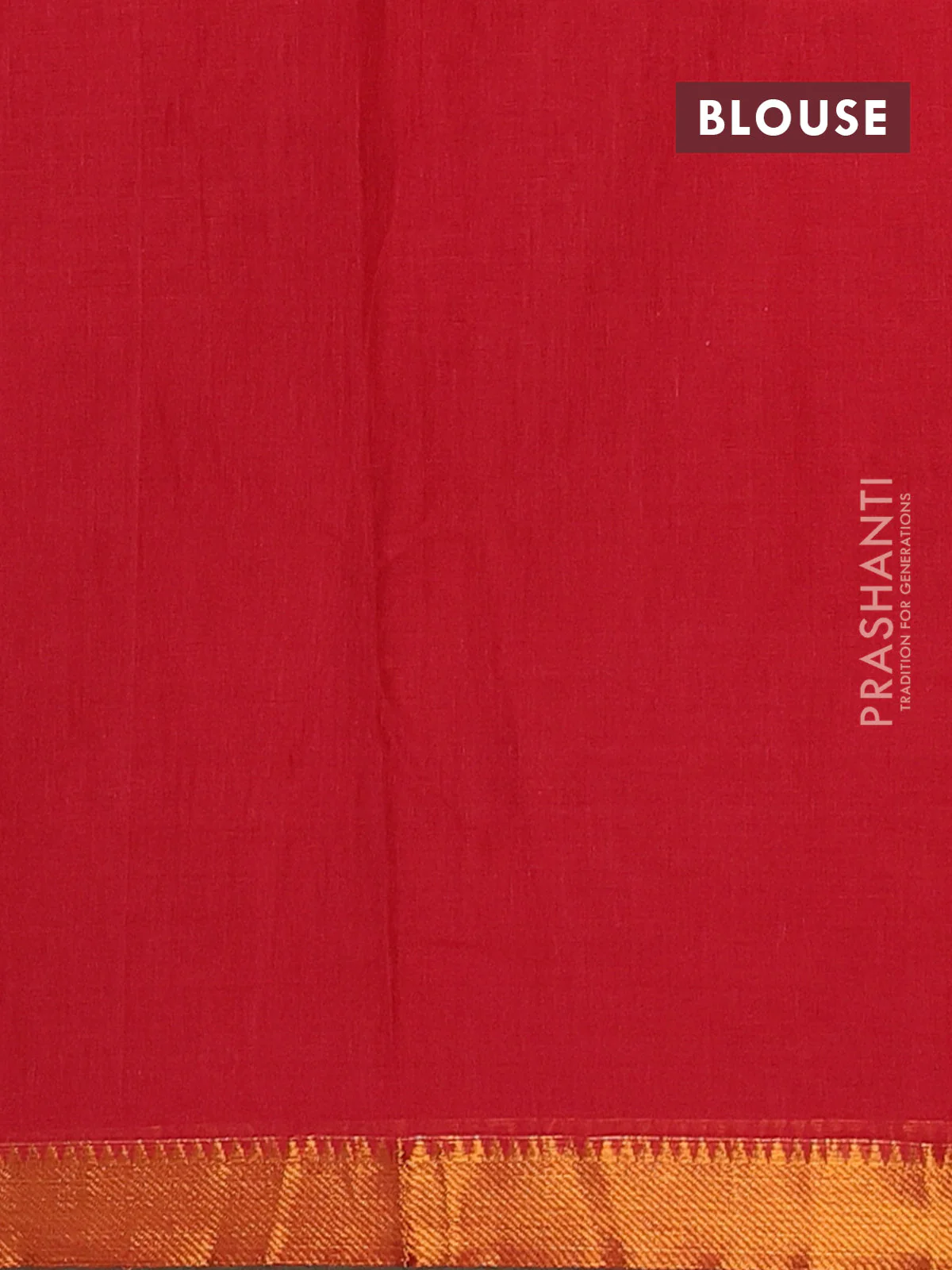Narayanpet cotton saree red and green with plain body with zari woven border - Image 4