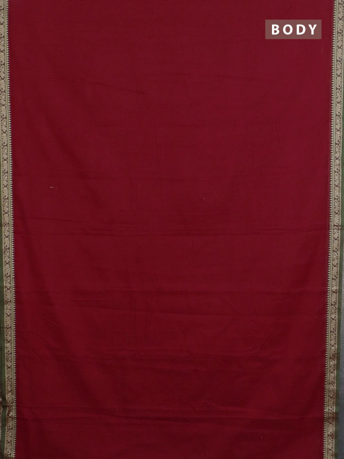 Narayanpet cotton saree red and light green with plain body and thread woven border - Image 2