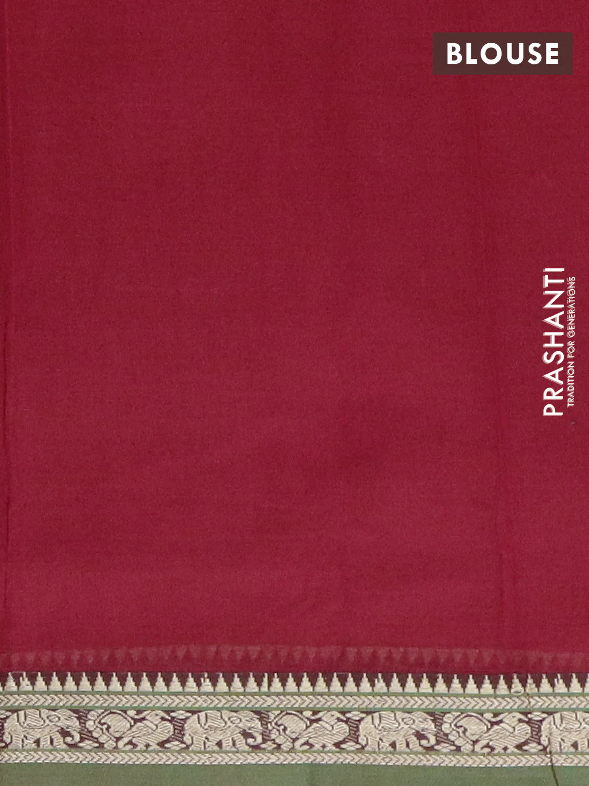 Narayanpet cotton saree red and light green with plain body and thread woven border - Image 4