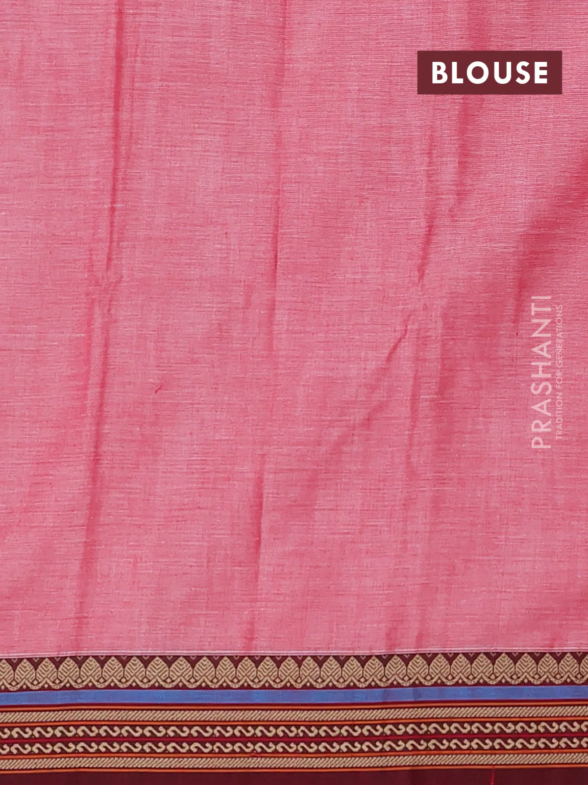 Narayanpet cotton saree red and maroon with plain body and thread woven border - Image 4