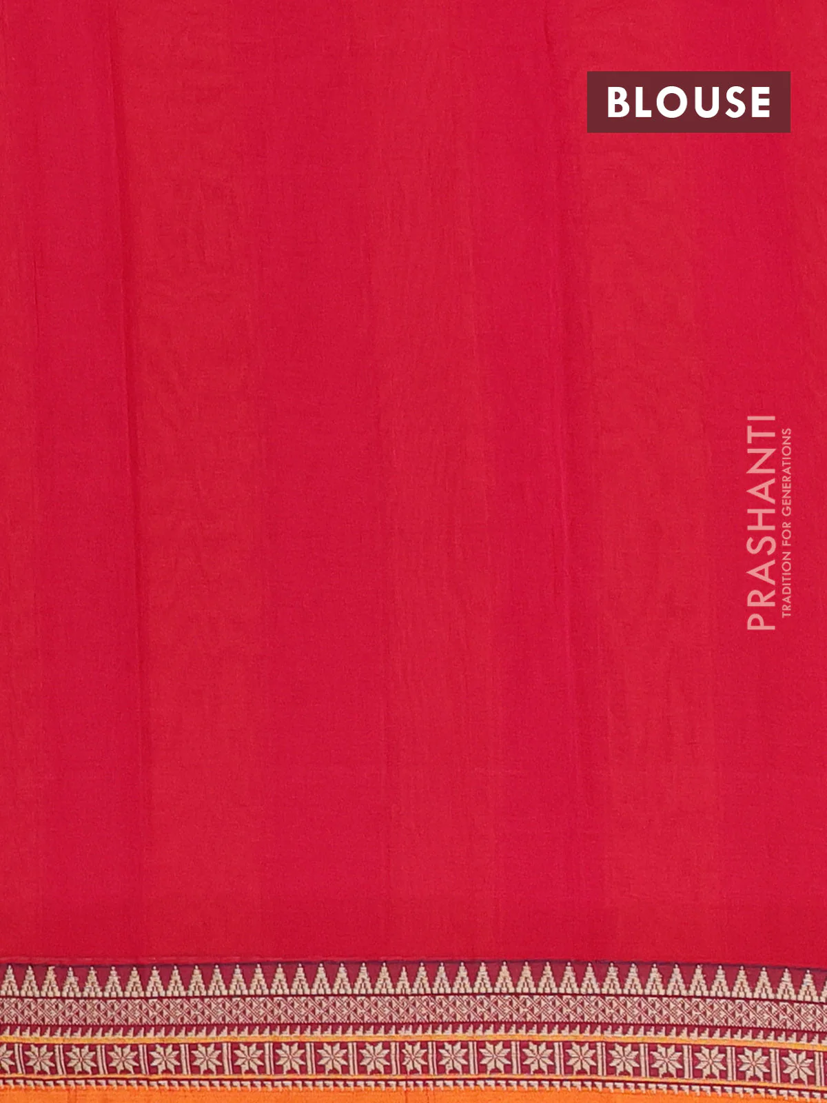 Narayanpet cotton saree red and mustard yellow with plain body and thread woven border - Image 4