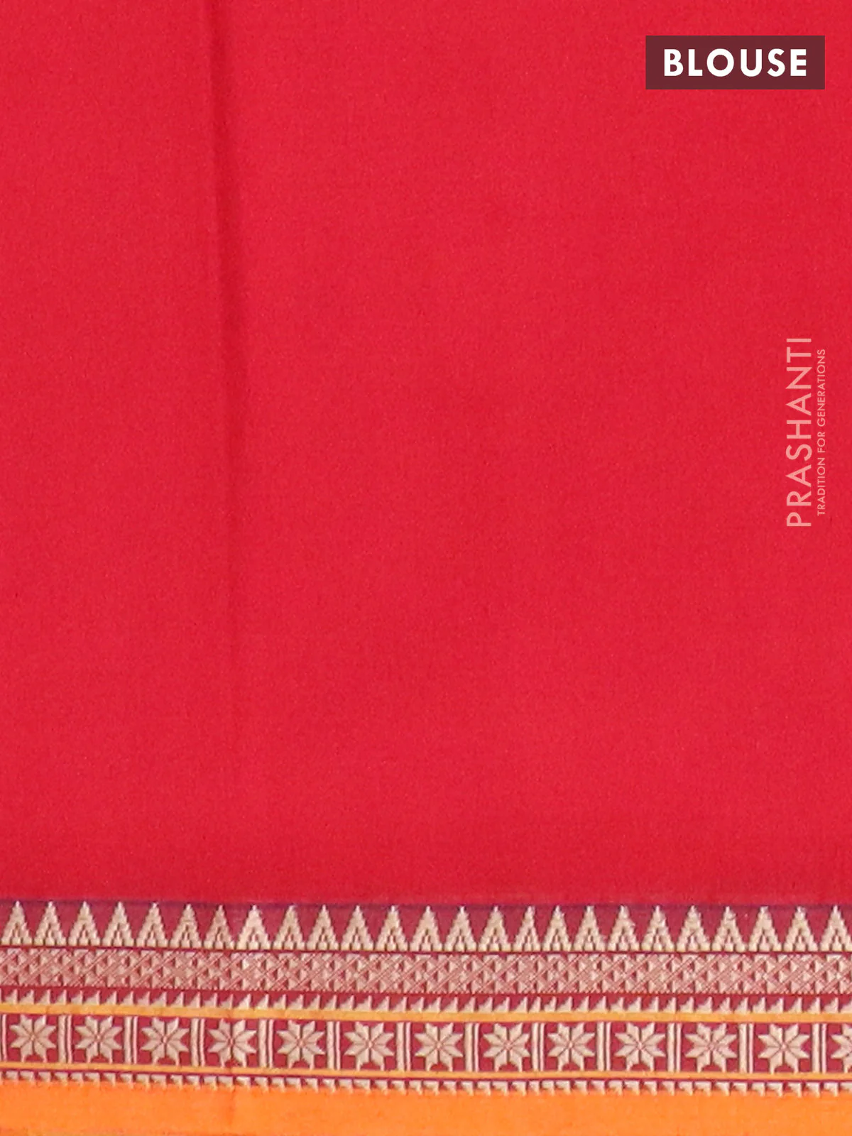 Narayanpet cotton saree red and orange with plain body and temple thread woven border - Image 4