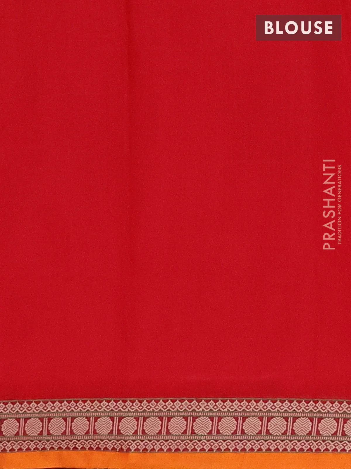 Narayanpet cotton saree red and orange with plain body and thread woven border - Image 4
