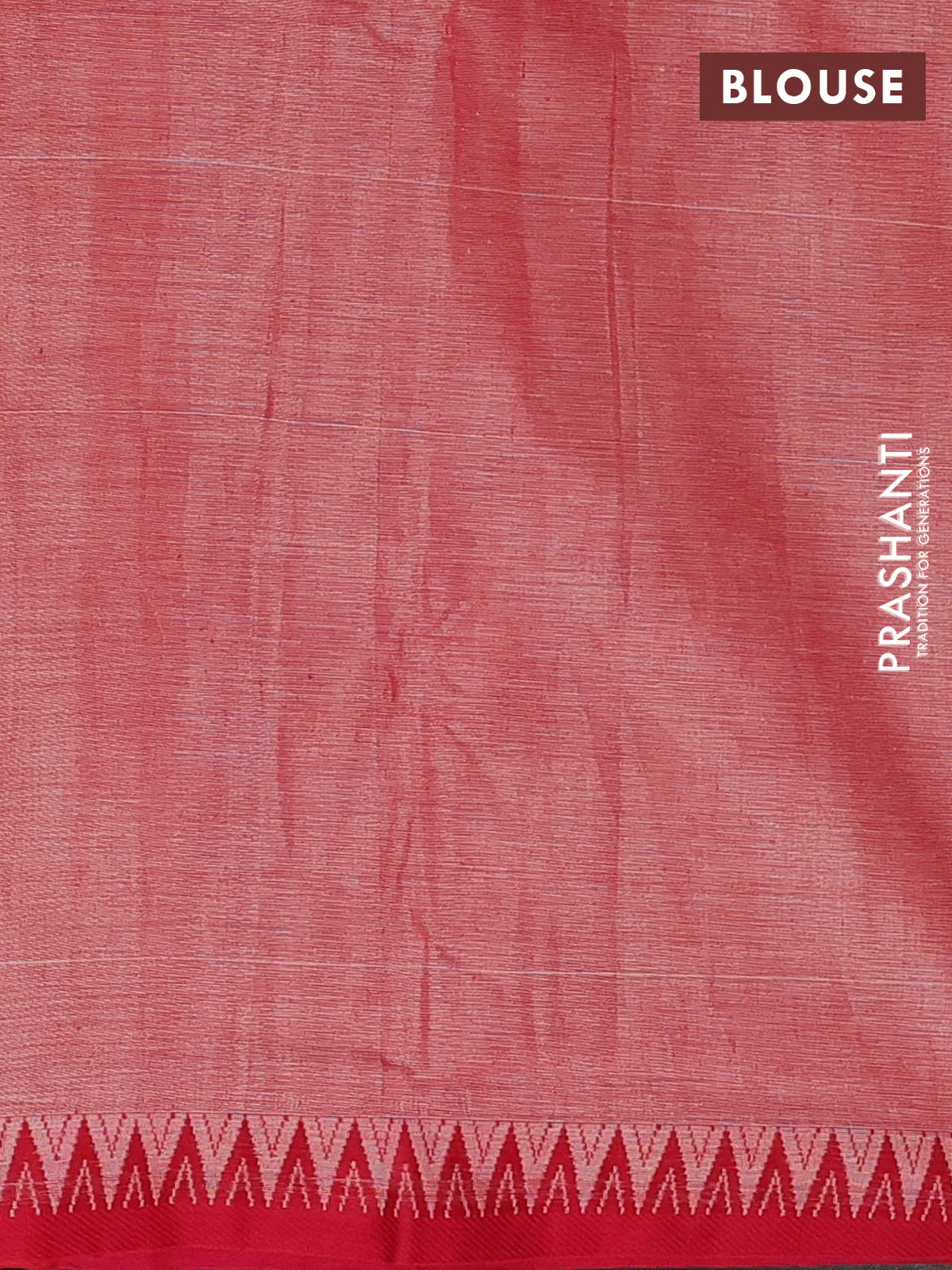 Narayanpet cotton saree red shade and pink with plain body and temple thread woven border - Image 4