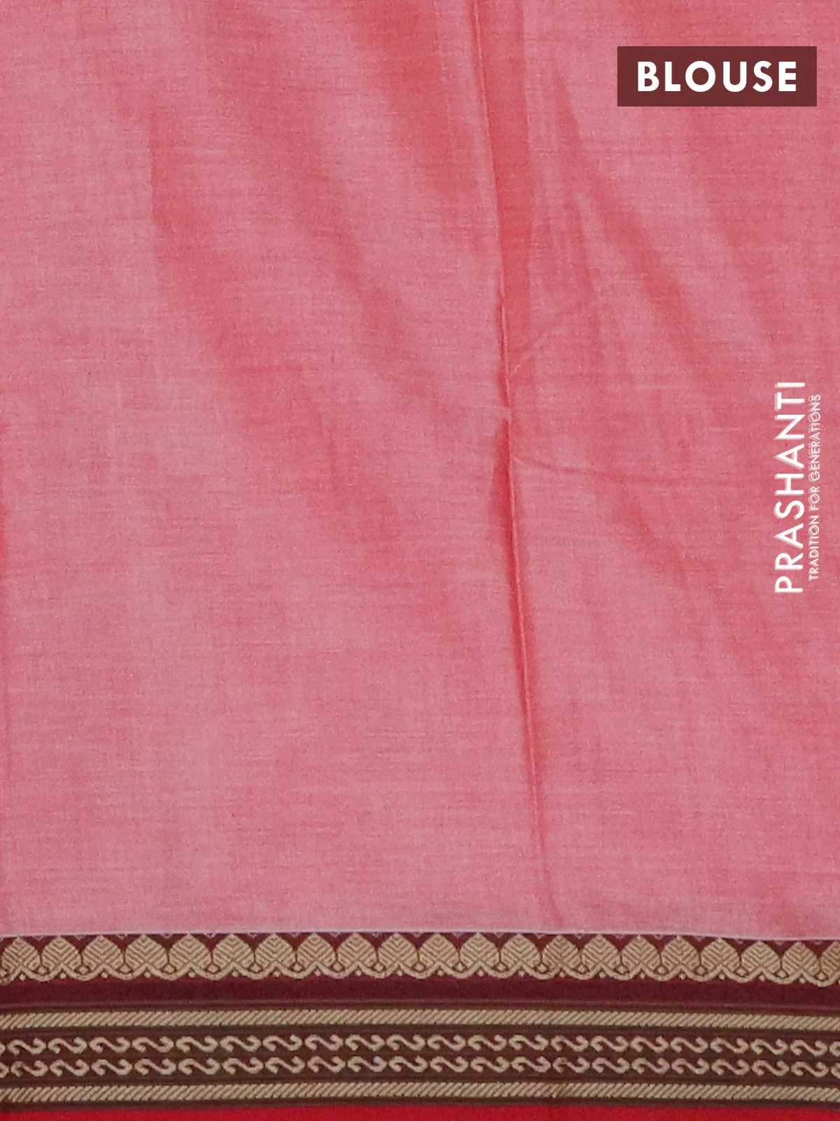 Narayanpet cotton saree red with plain body and thread woven border - Image 4