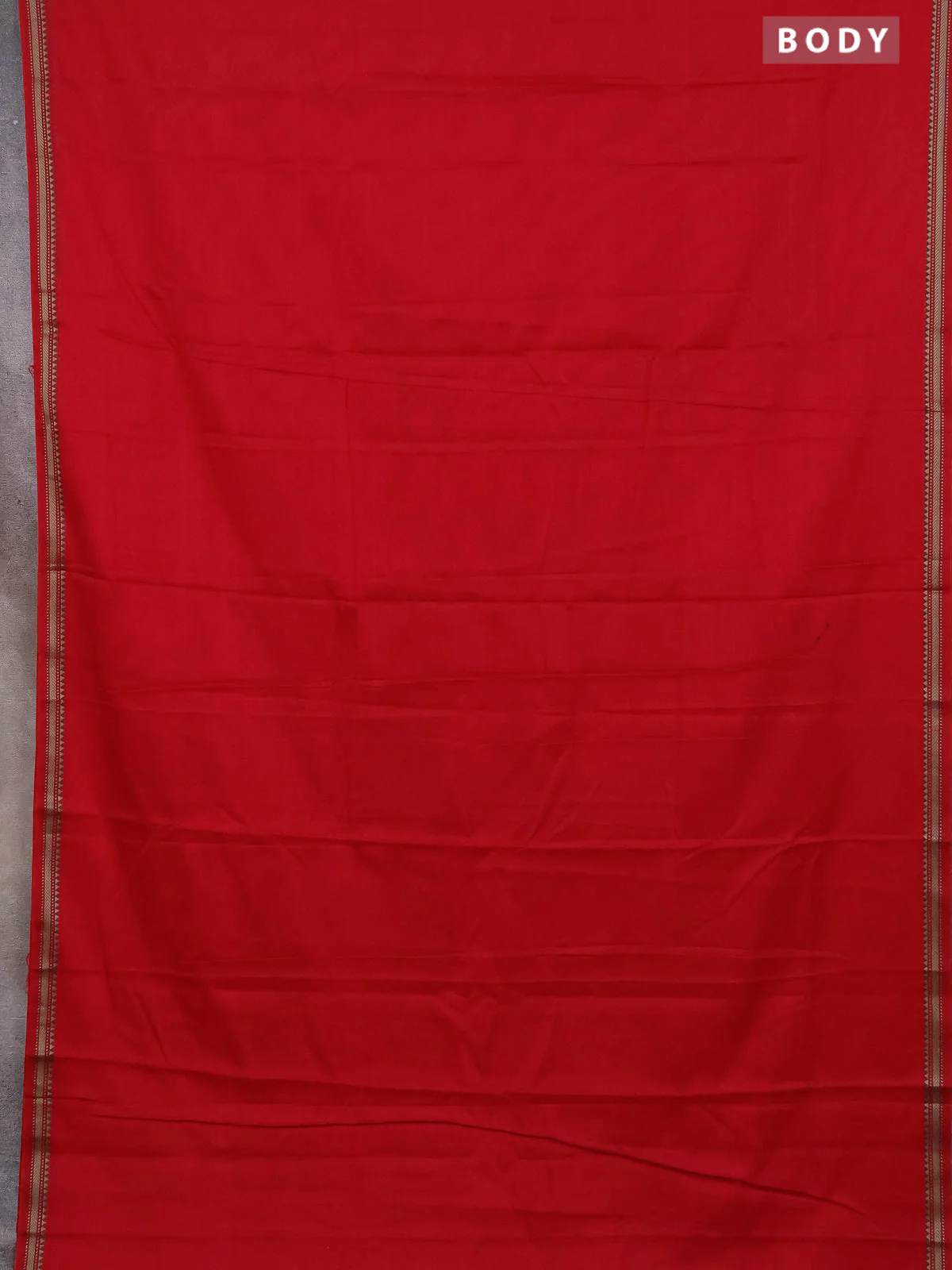 Narayanpet cotton saree red with plain body and thread woven border - Image 2