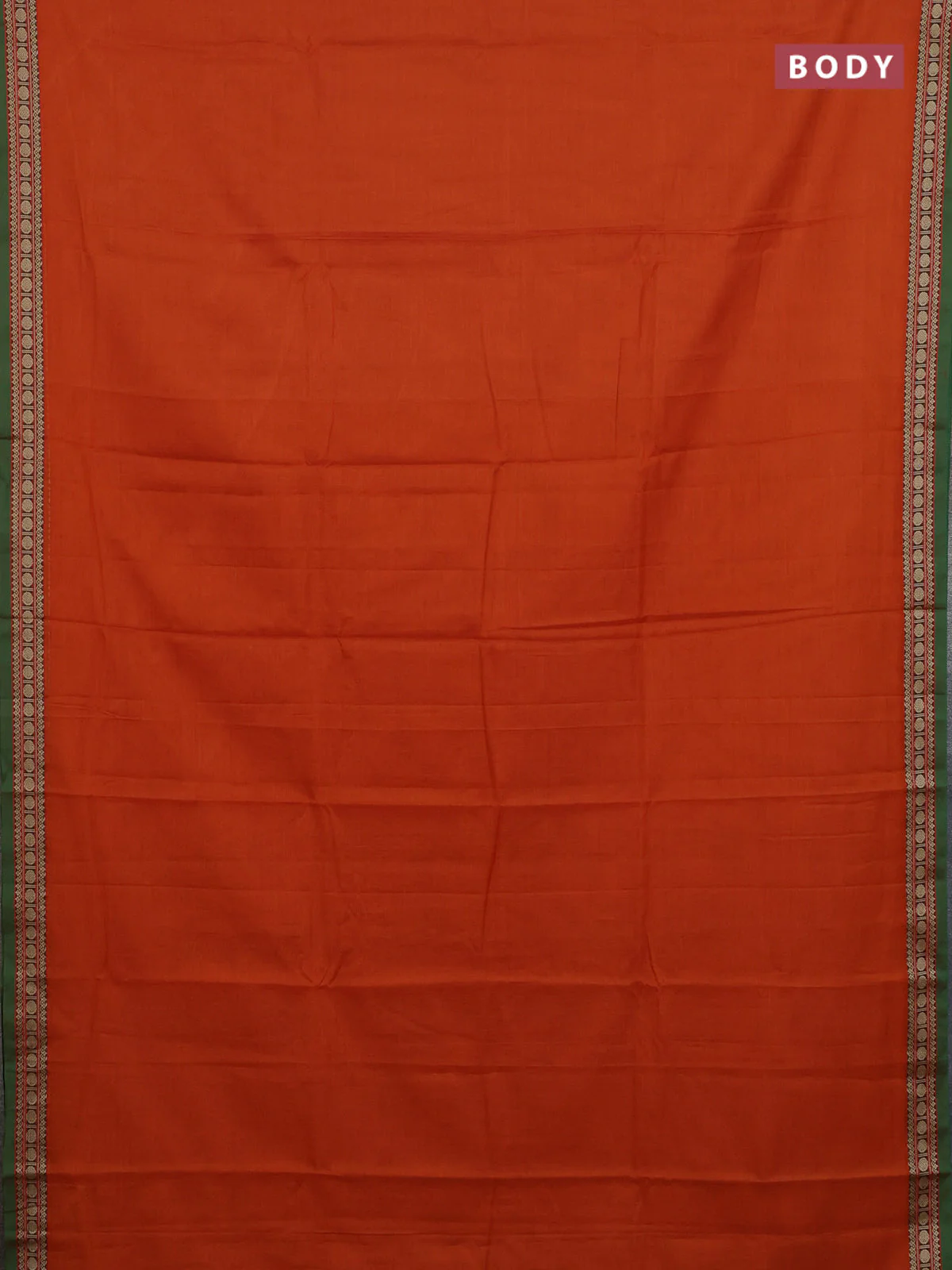 Narayanpet cotton saree rust shade and green with plain body and thread woven border - Image 2
