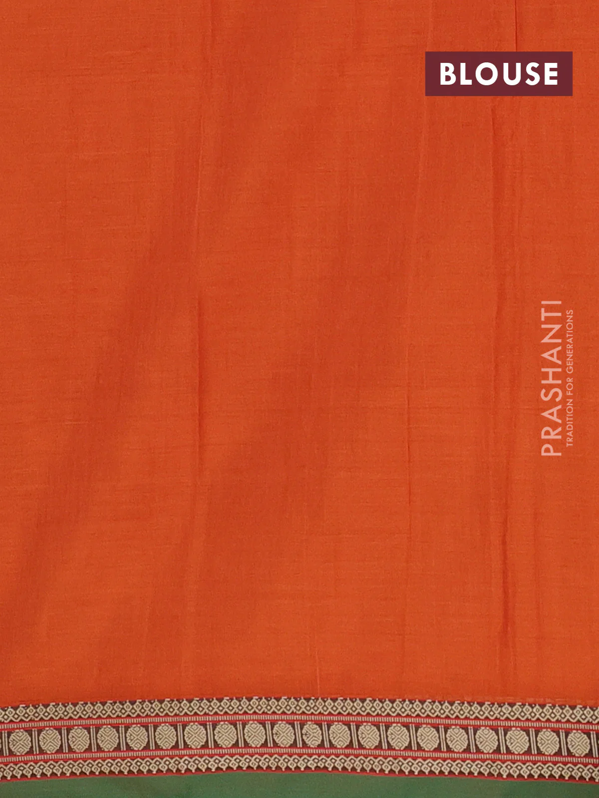 Narayanpet cotton saree rust shade and green with plain body and thread woven border - Image 4