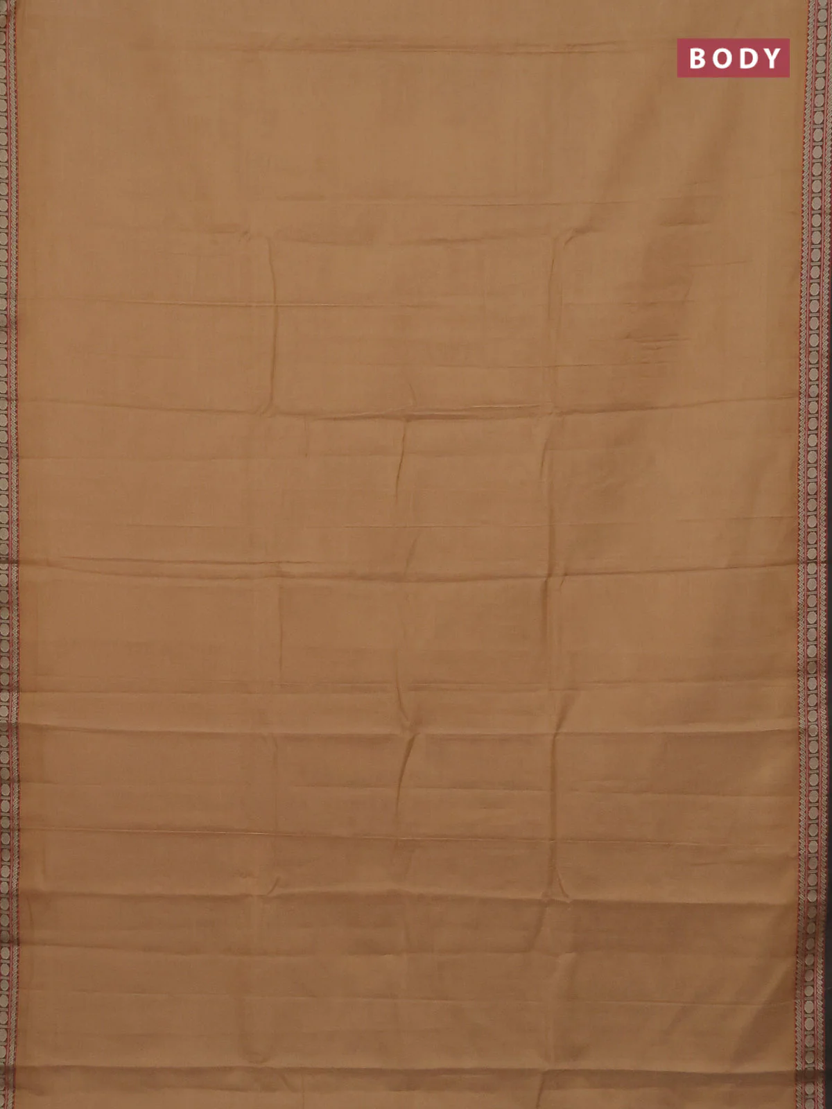 Narayanpet cotton saree sandal and black with plain body and thread woven border - Image 2