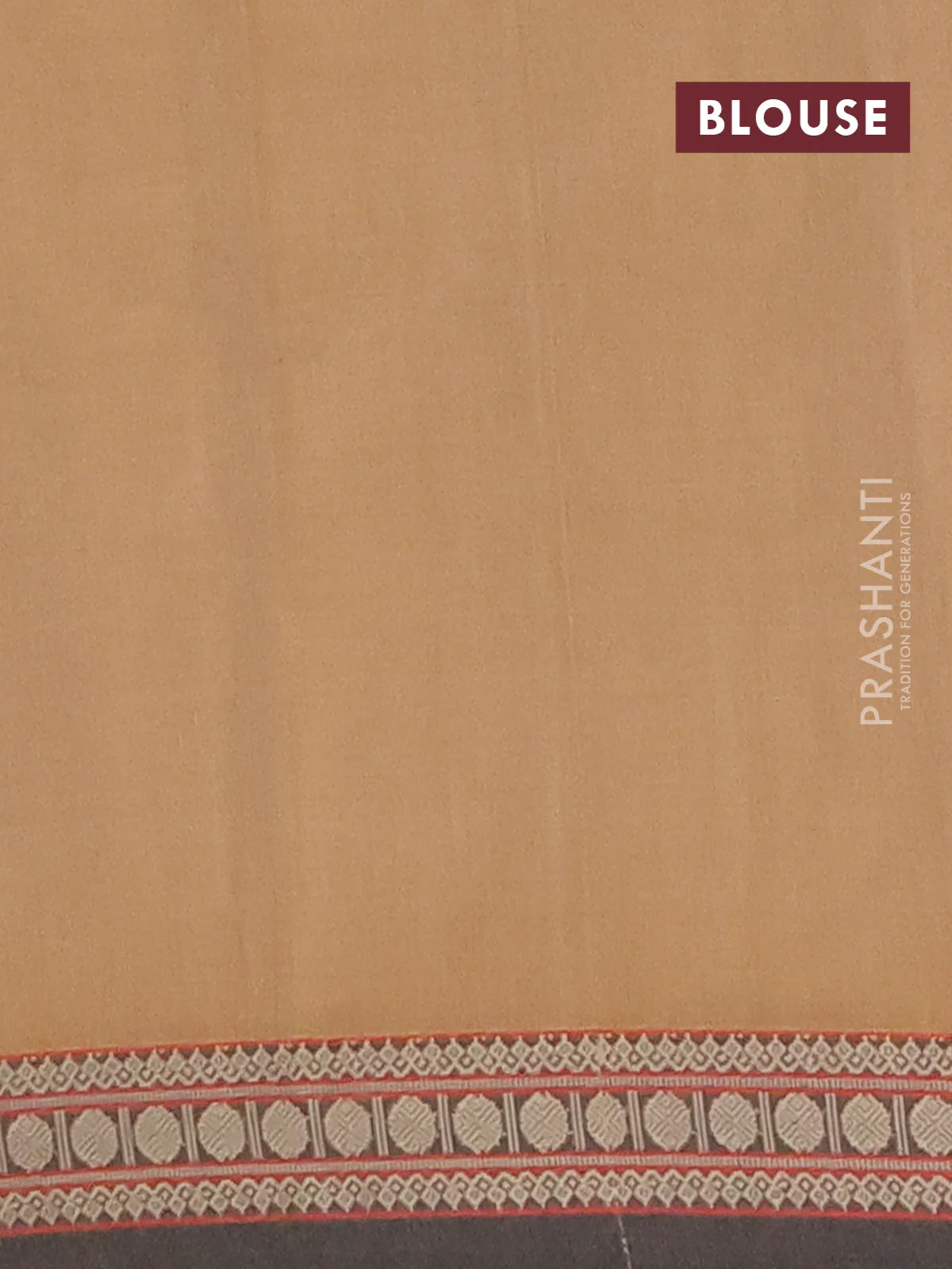 Narayanpet cotton saree sandal and black with plain body and thread woven border - Image 4