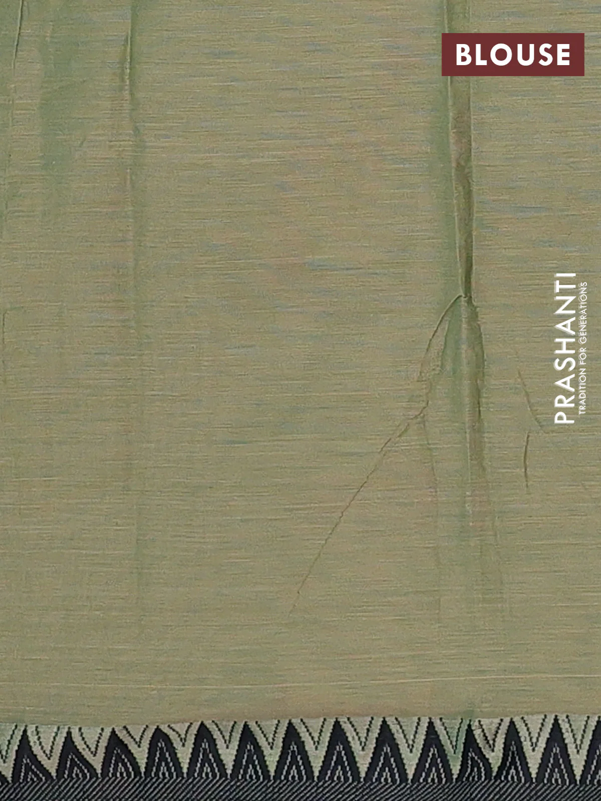 Narayanpet cotton saree sap green and black with plain body and temple thread woven border - Image 4