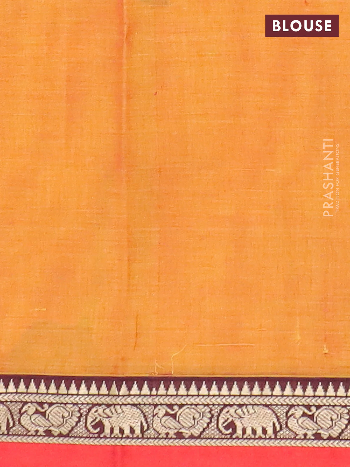 Narayanpet cotton saree sunset orange and red with plain body and thread woven border - Image 4
