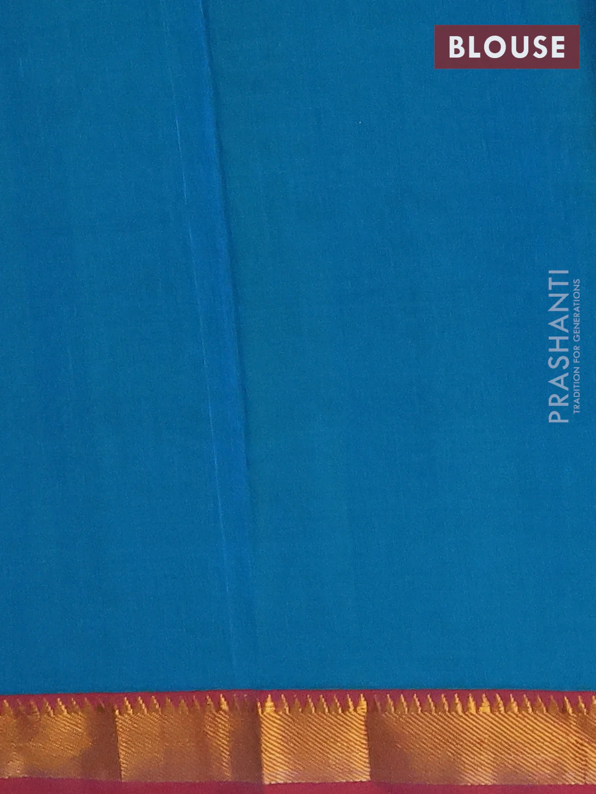 Narayanpet cotton saree teal blue and rust shade with plain body with zari woven border - Image 4