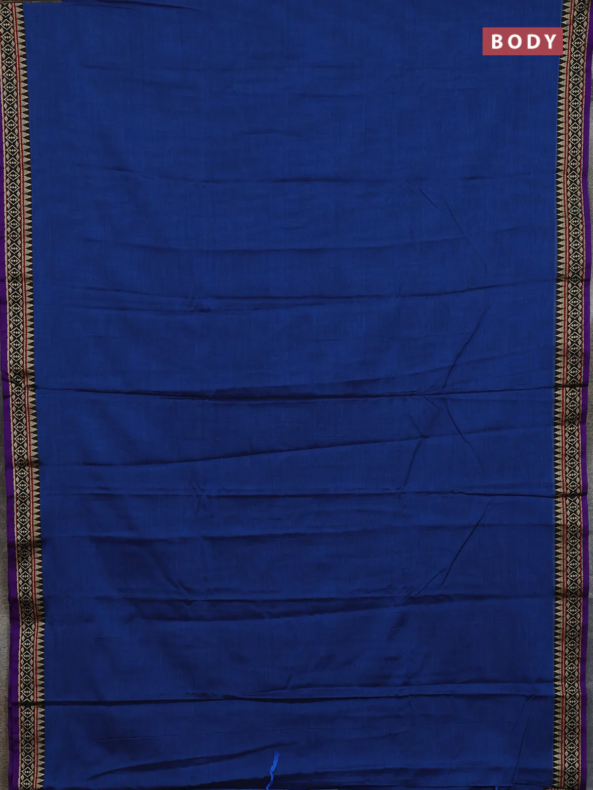 Narayanpet cotton saree teal blue and violet with plain body and thread woven border - Image 2