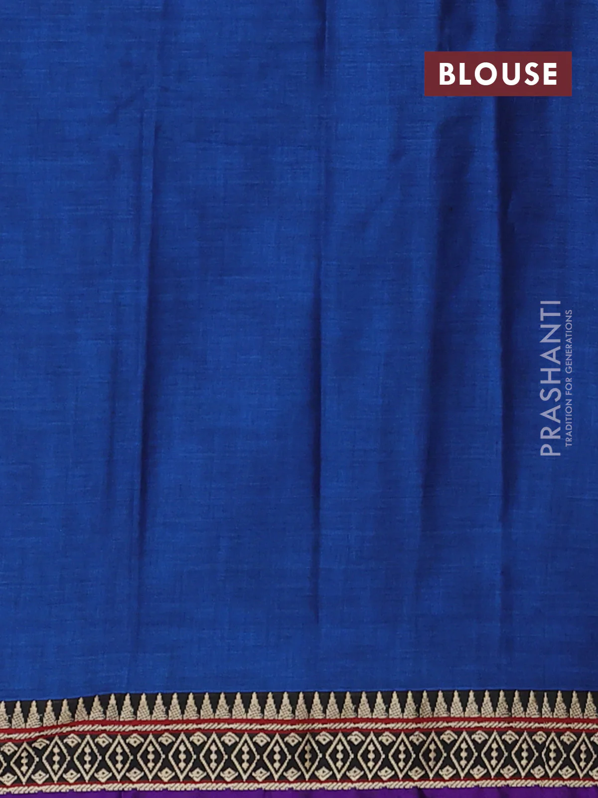 Narayanpet cotton saree teal blue and violet with plain body and thread woven border - Image 4