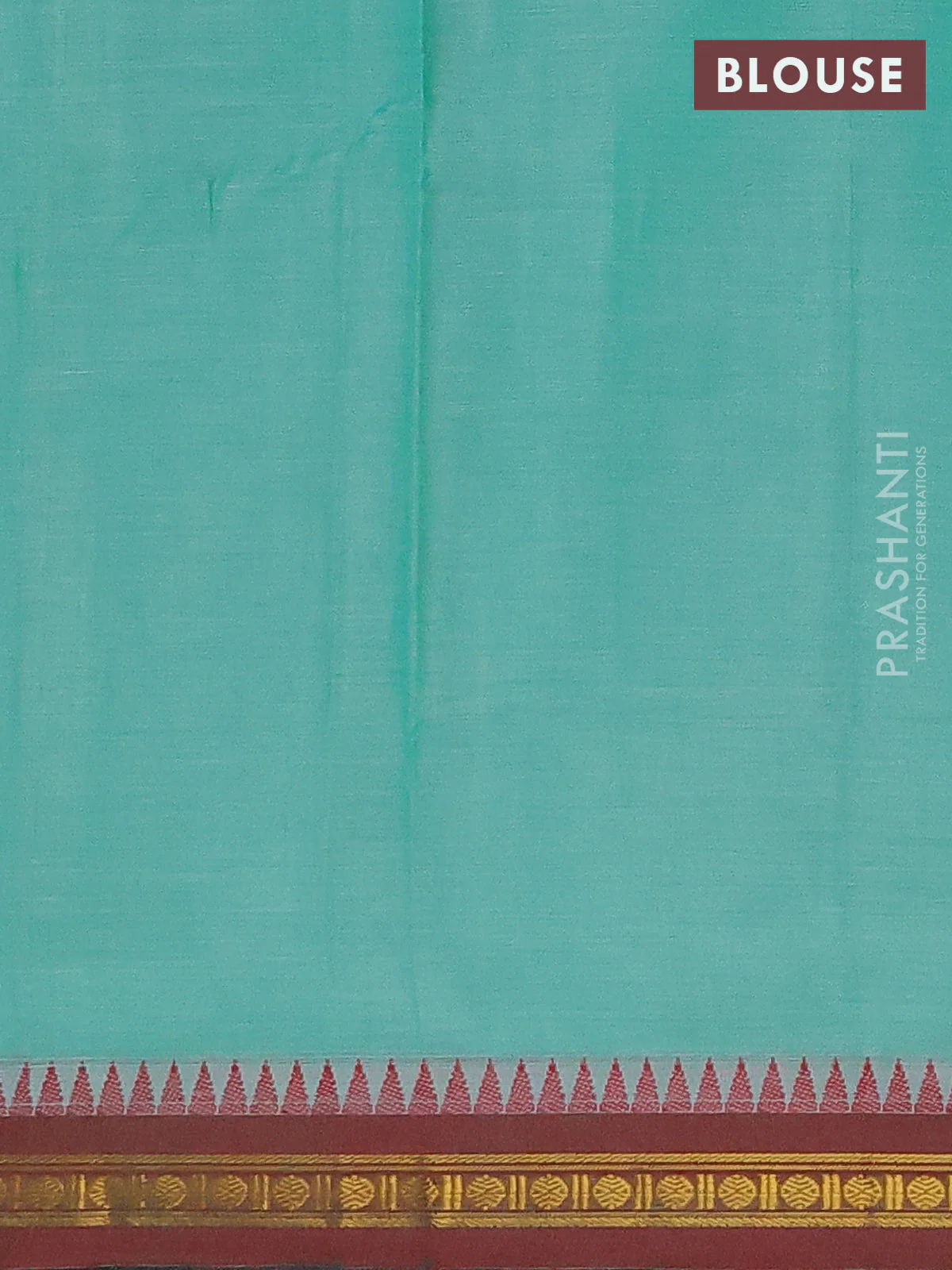 Narayanpet cotton saree teal green and maroon with plain body and temple thread woven butta border - Image 4