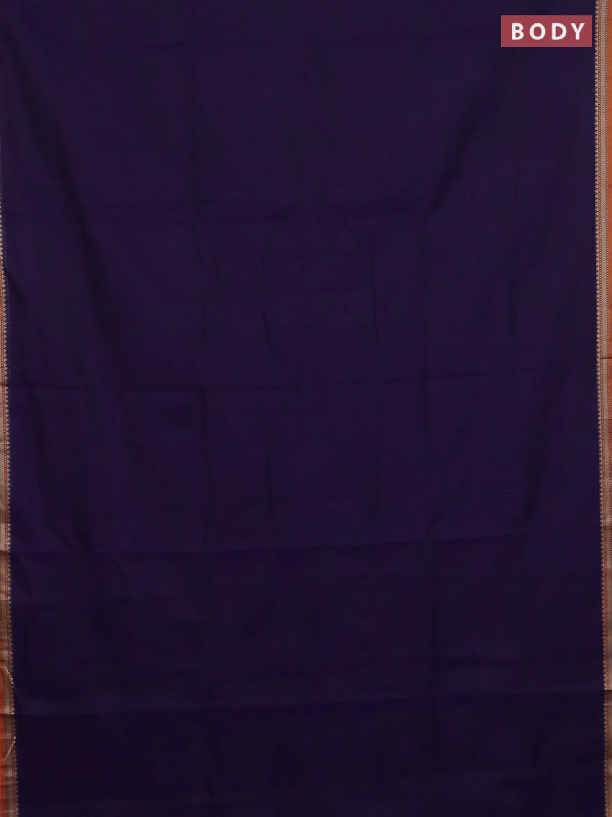 Narayanpet cotton saree violet and dark mustard with plain body and thread woven border - Image 2