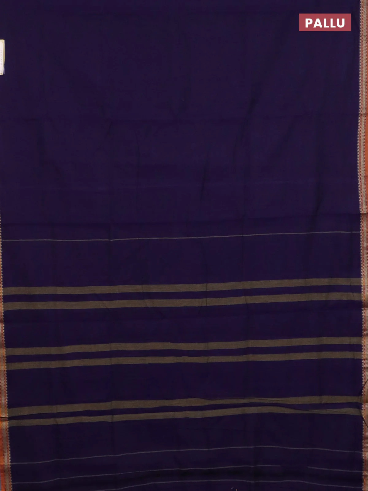 Narayanpet cotton saree violet and dark mustard with plain body and thread woven border - Image 3