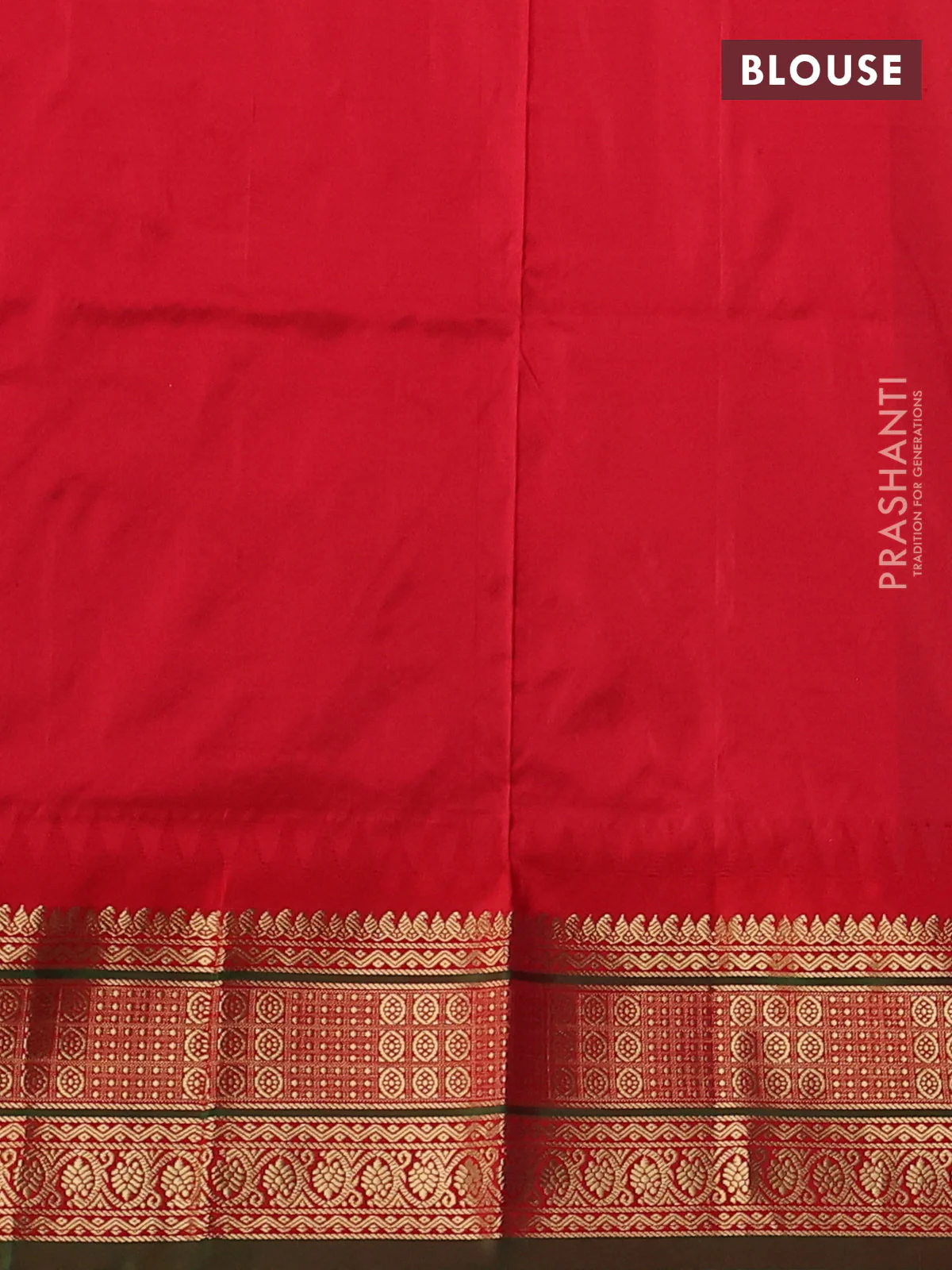 Narayanpet silk saree blue and red with allover zari woven buttas and temple design zari woven border - Image 3