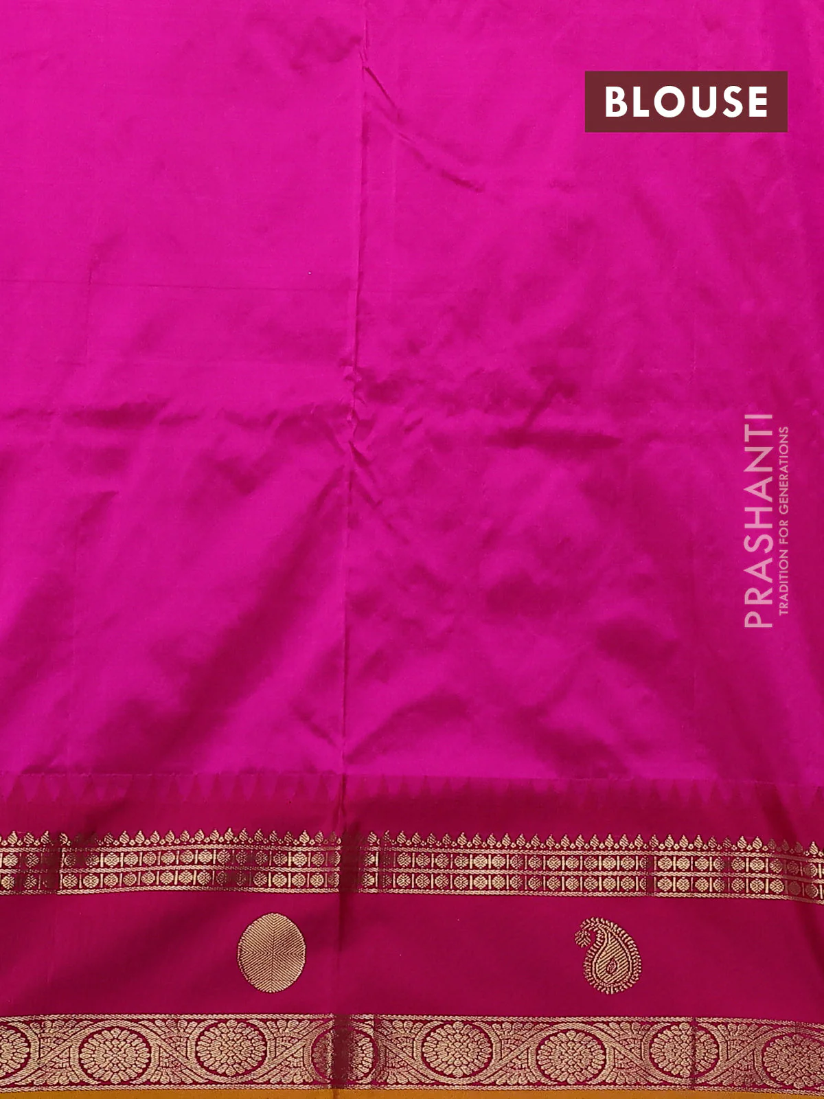 Narayanpet silk saree bottle green and pink with allover zari woven buttas and rettapet zari woven butta border - Image 4