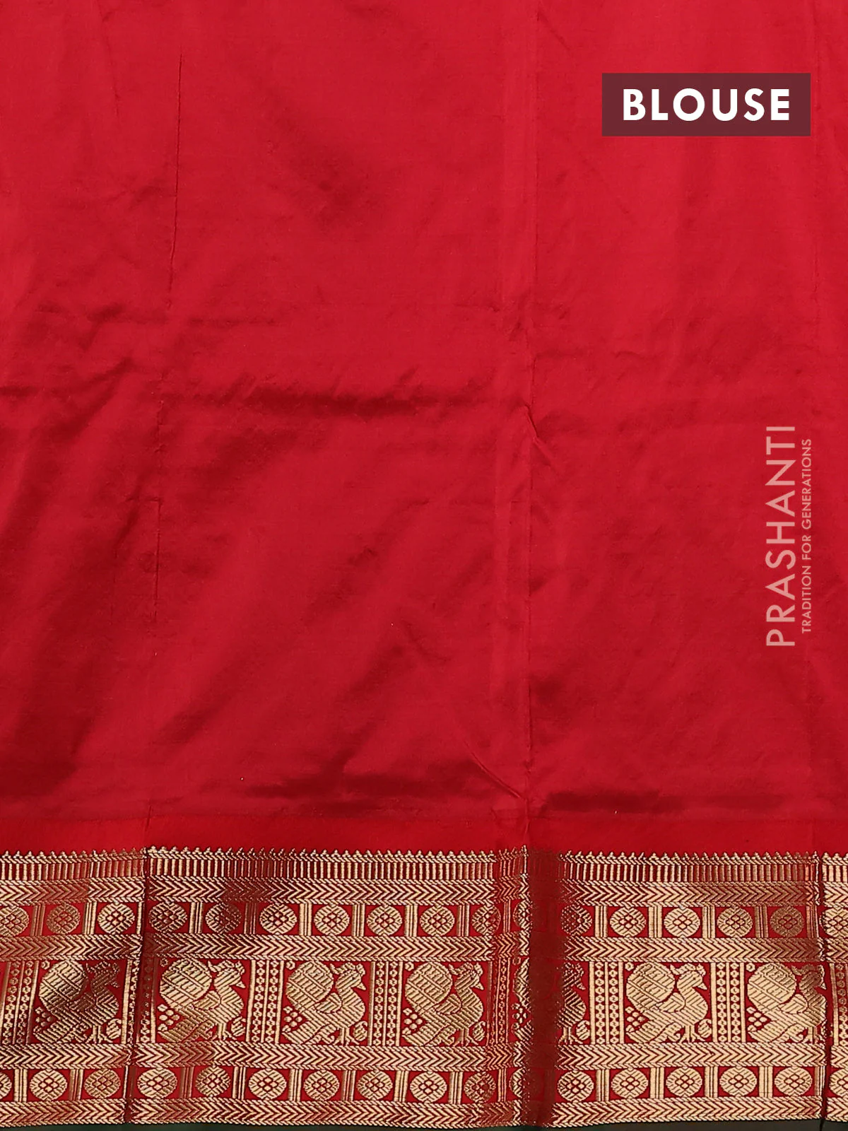 Narayanpet silk saree bottle green and red with allover zari woven buttas and annam zari woven butta korvai border - Image 4