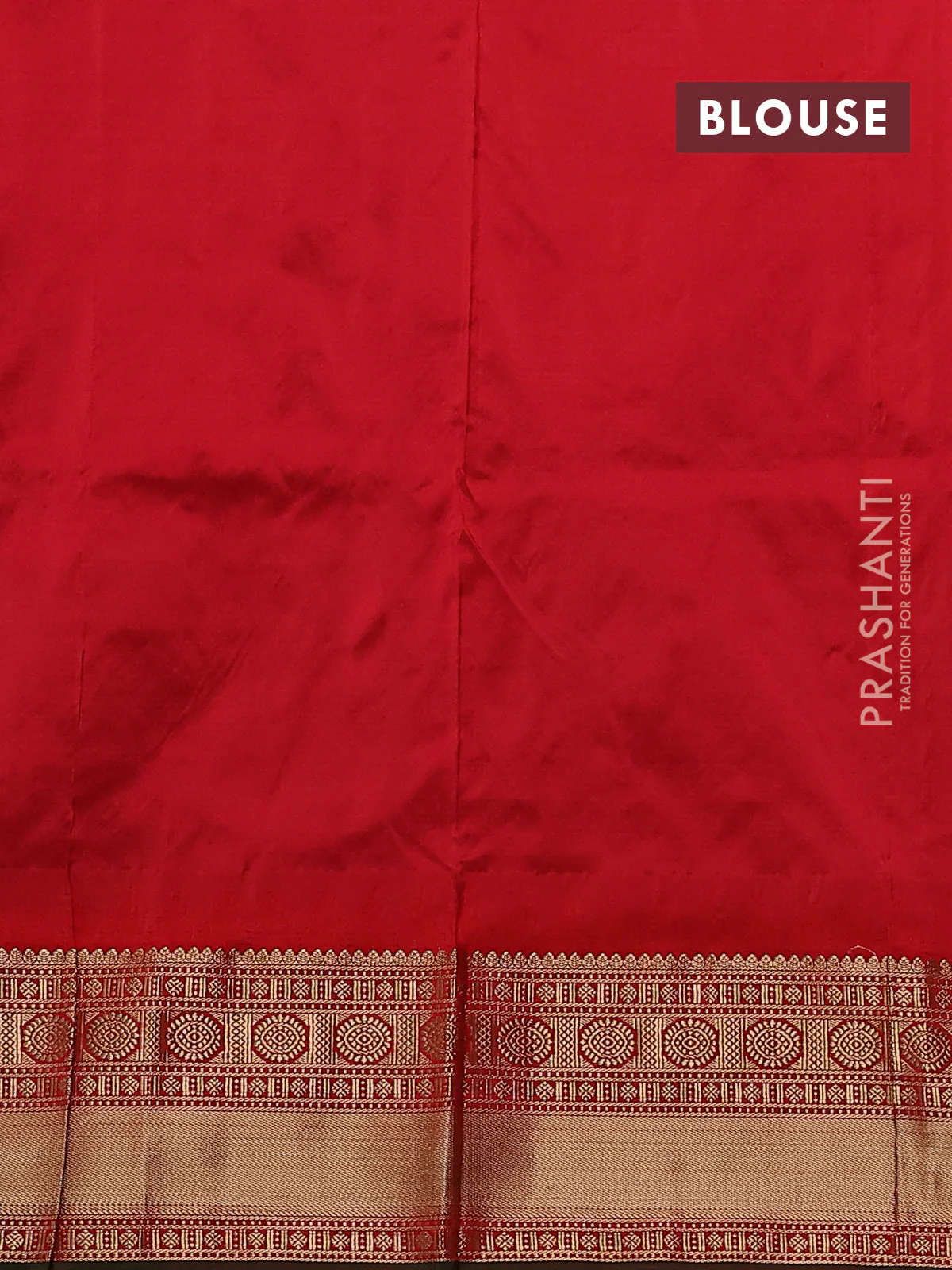 Narayanpet silk saree bottle green and red with allover zari woven buttas and temple design zari woven border - Image 4