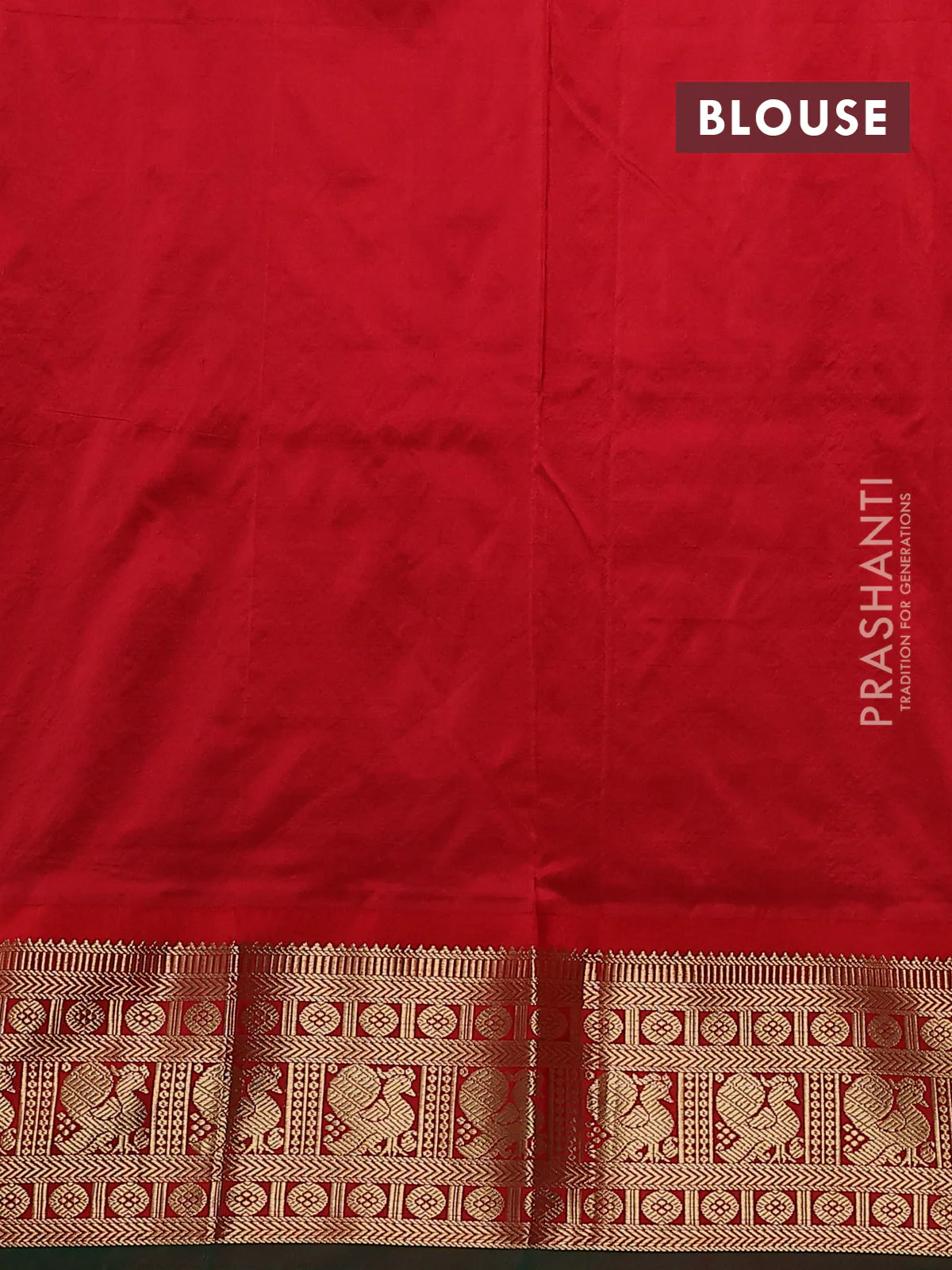 Narayanpet silk saree mango yellow and red with allover zari woven buttas and annam zari woven butta korvai border - Image 4
