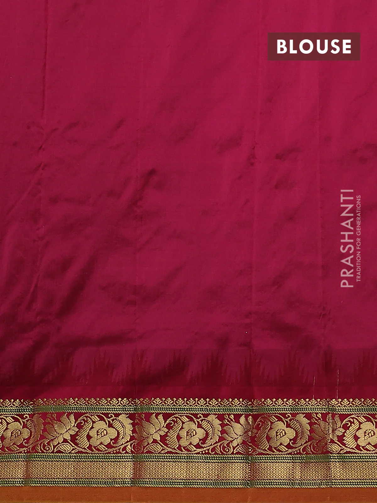 Narayanpet silk saree mehendi green and maroon with zari woven buttas and temple design zari woven border - Image 4
