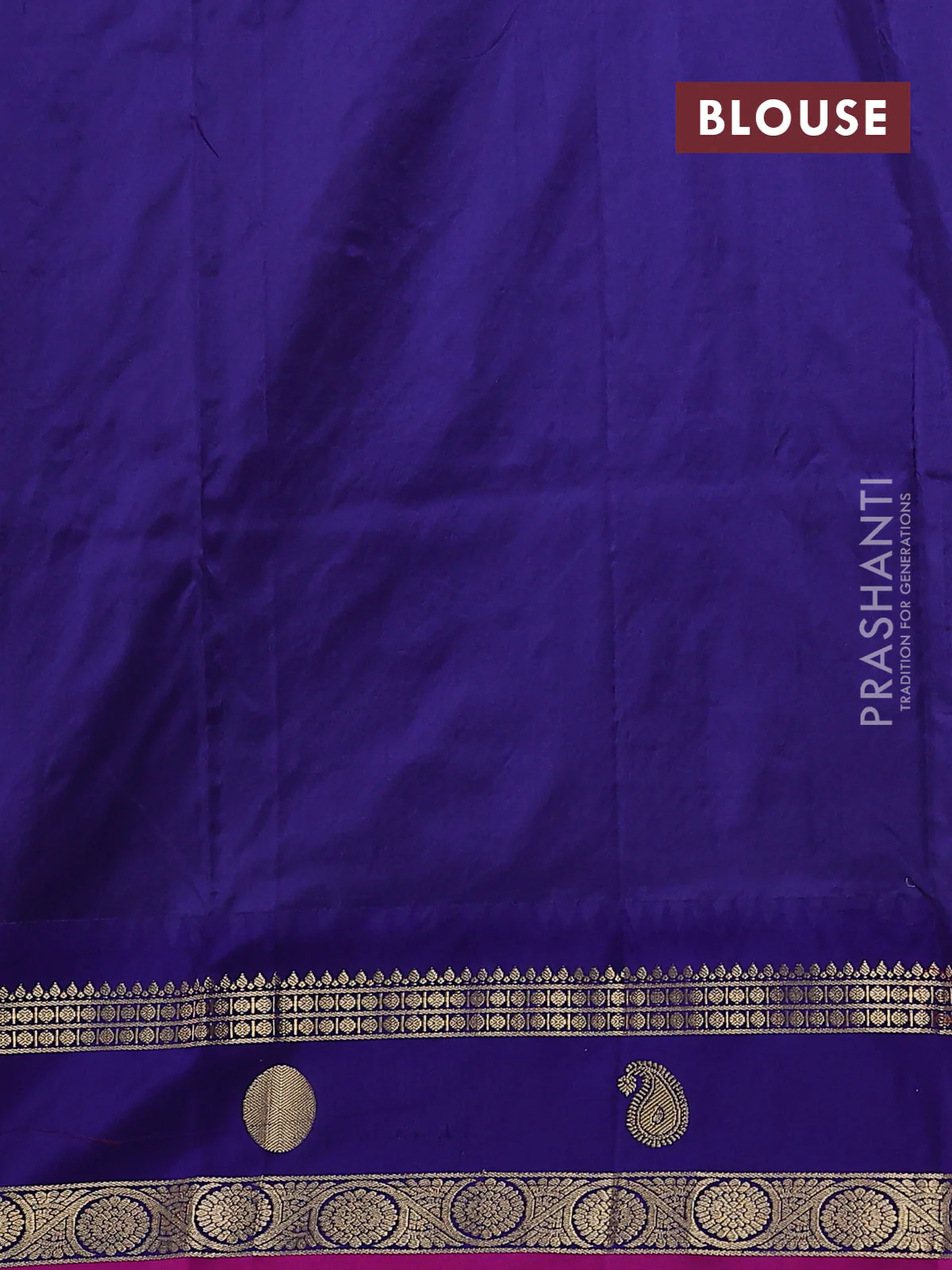 Narayanpet silk saree red and blue with allover zari woven buttas and rettapet zari woven butta border - Image 4