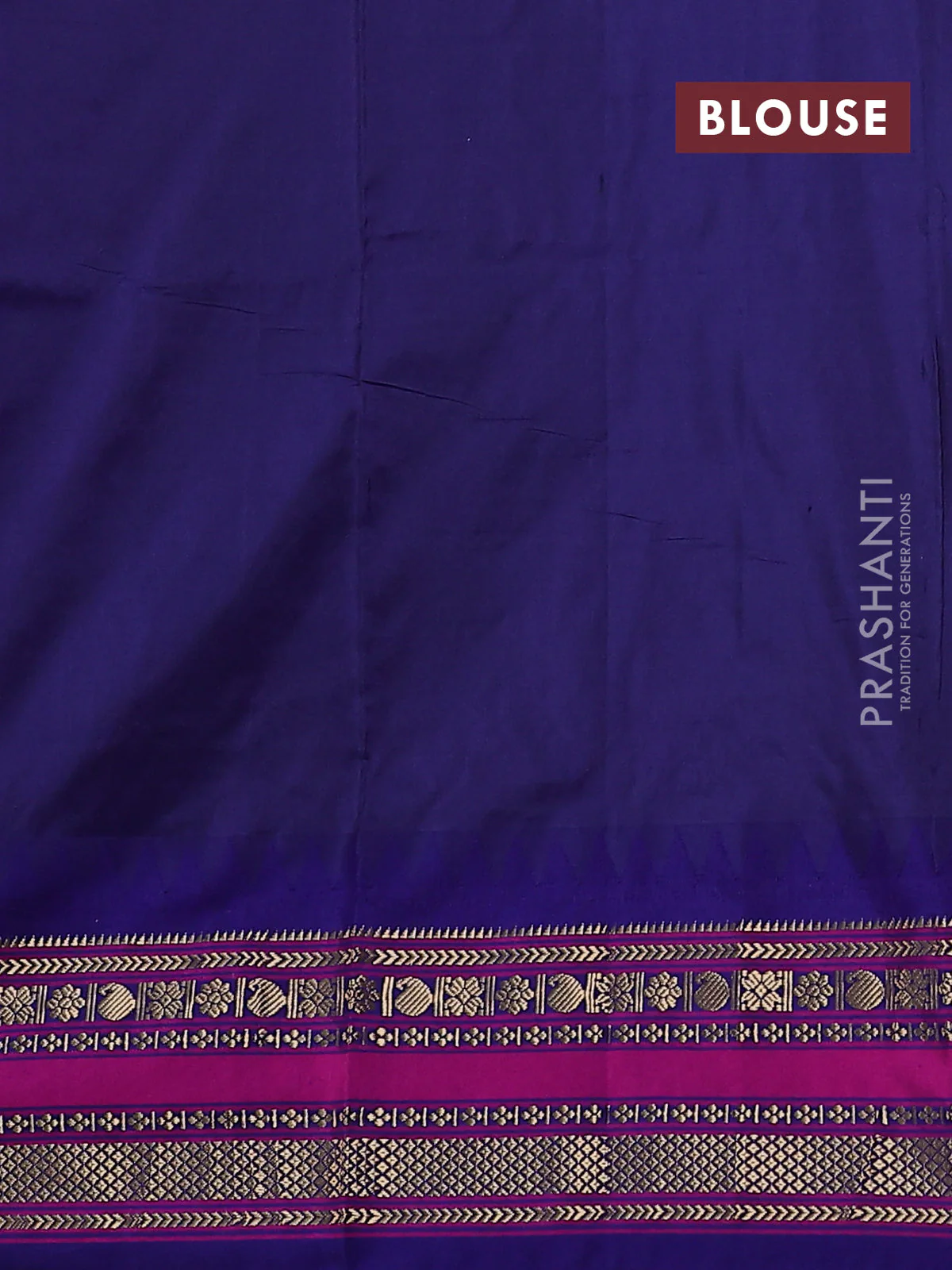 Narayanpet silk saree redish pink and blue with allover checked pattern & buttas and rettapet zari woven border - Image 4