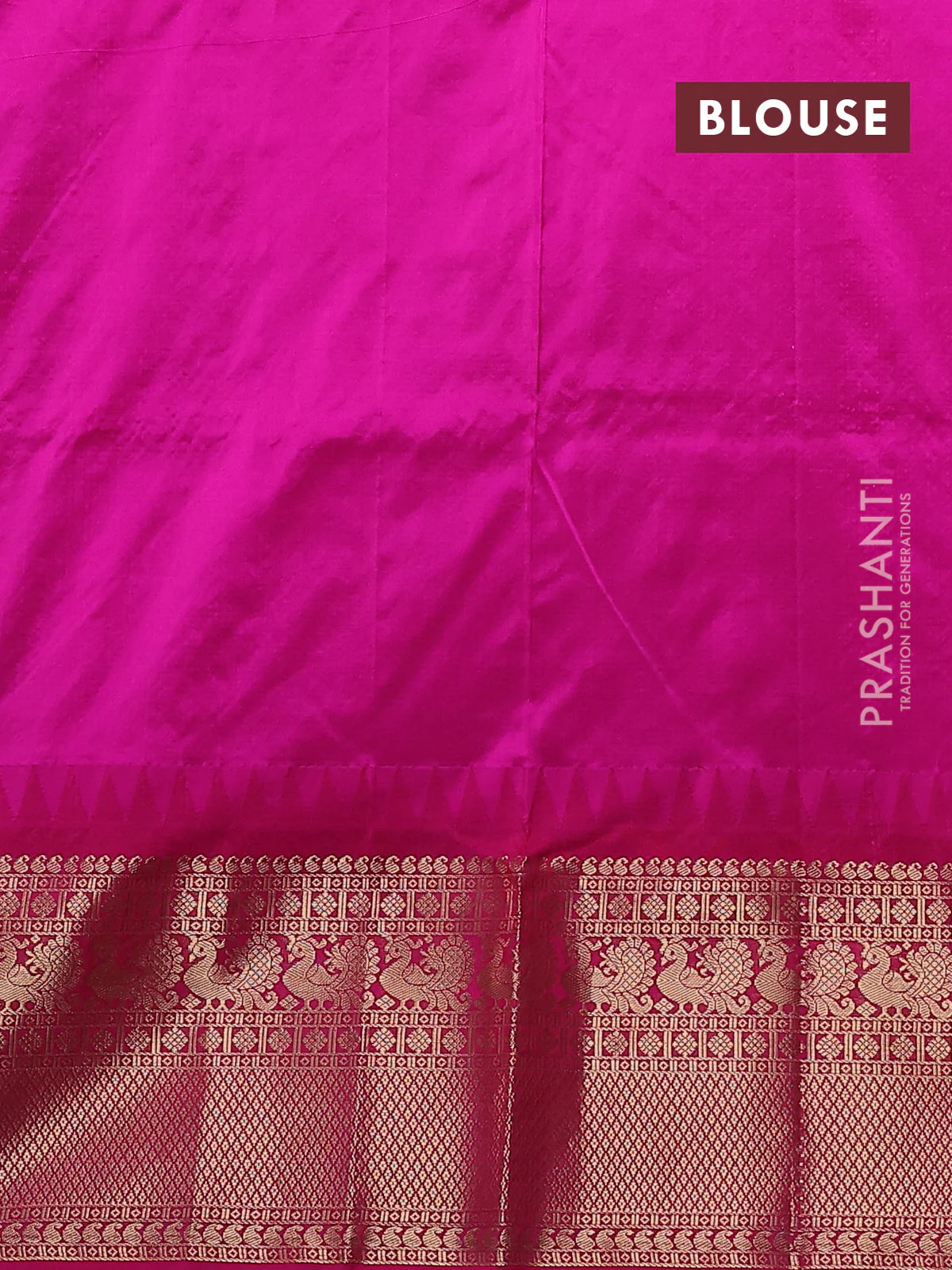 Narayanpet silk saree teal blue and pink with allover zari woven buttas and temple design long zari woven border - Image 4