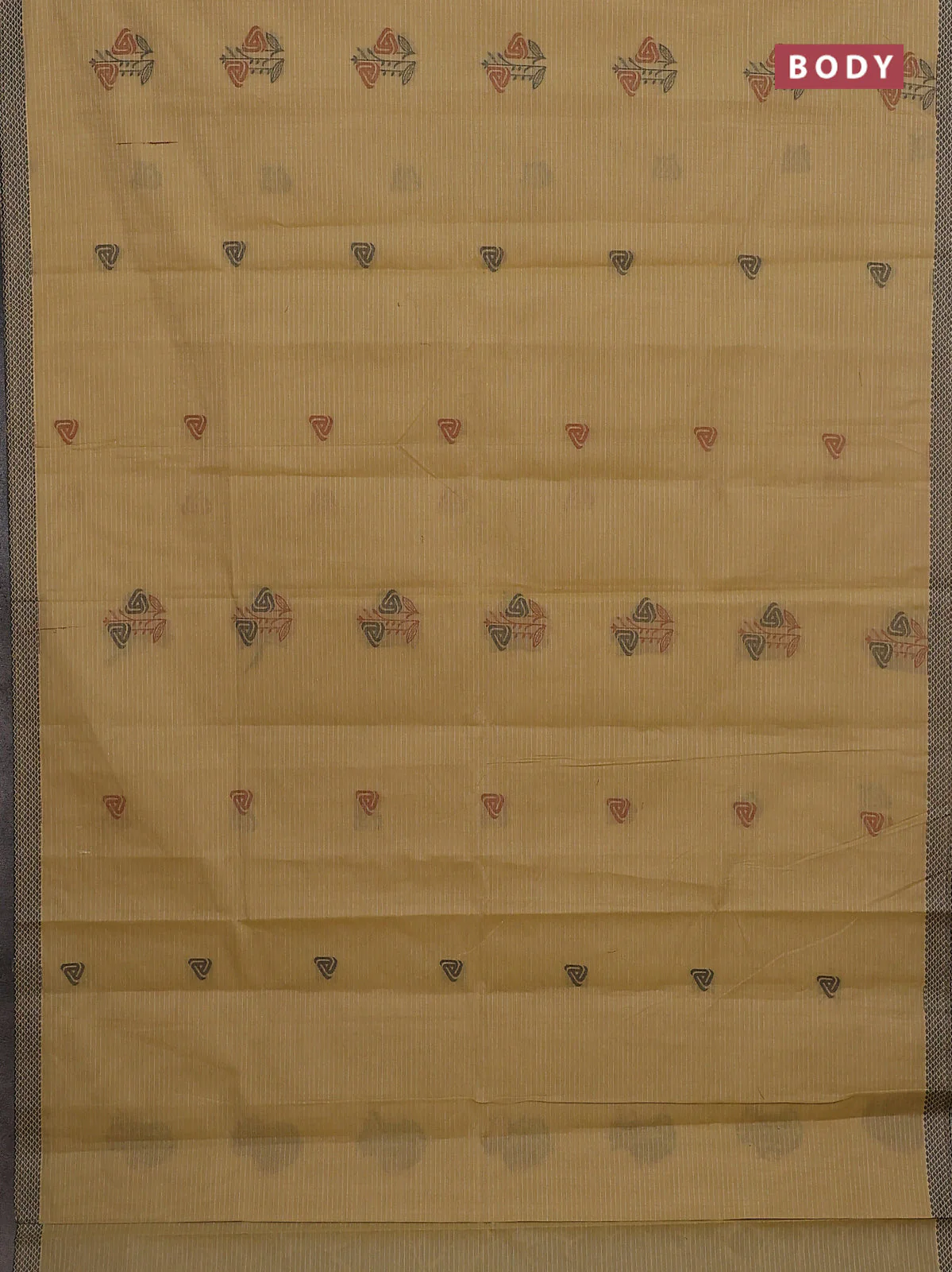 Nithyam cotton saree beige with allover checks pattern & buttas and thread woven border - Image 2
