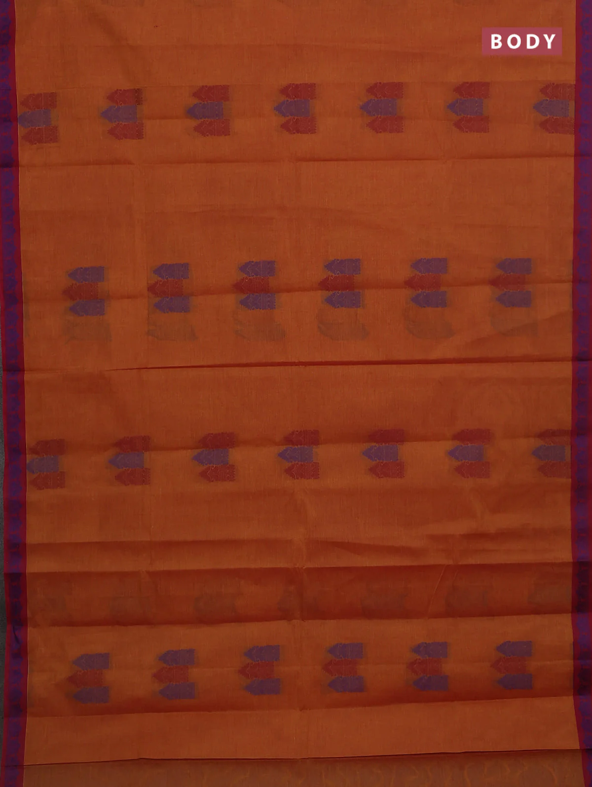 Nithyam cotton saree dark mustard and maroon with allover thread woven buttas and paisley thread woven border - Image 2