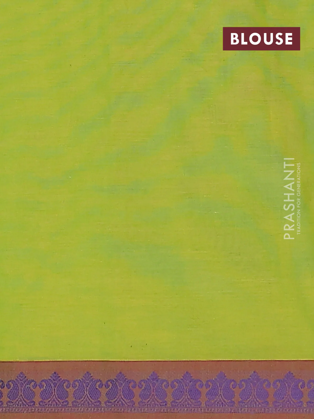 Nithyam cotton saree fluorescent green with allover thread woven buttas and paisley thread woven border - Image 4