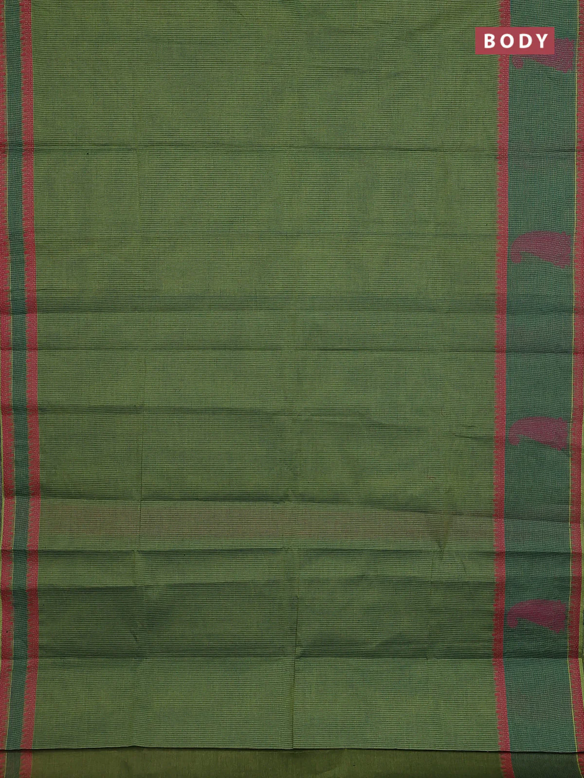 Nithyam cotton saree green with allover thread woven stripe pattern and thread woven butta border - Image 2