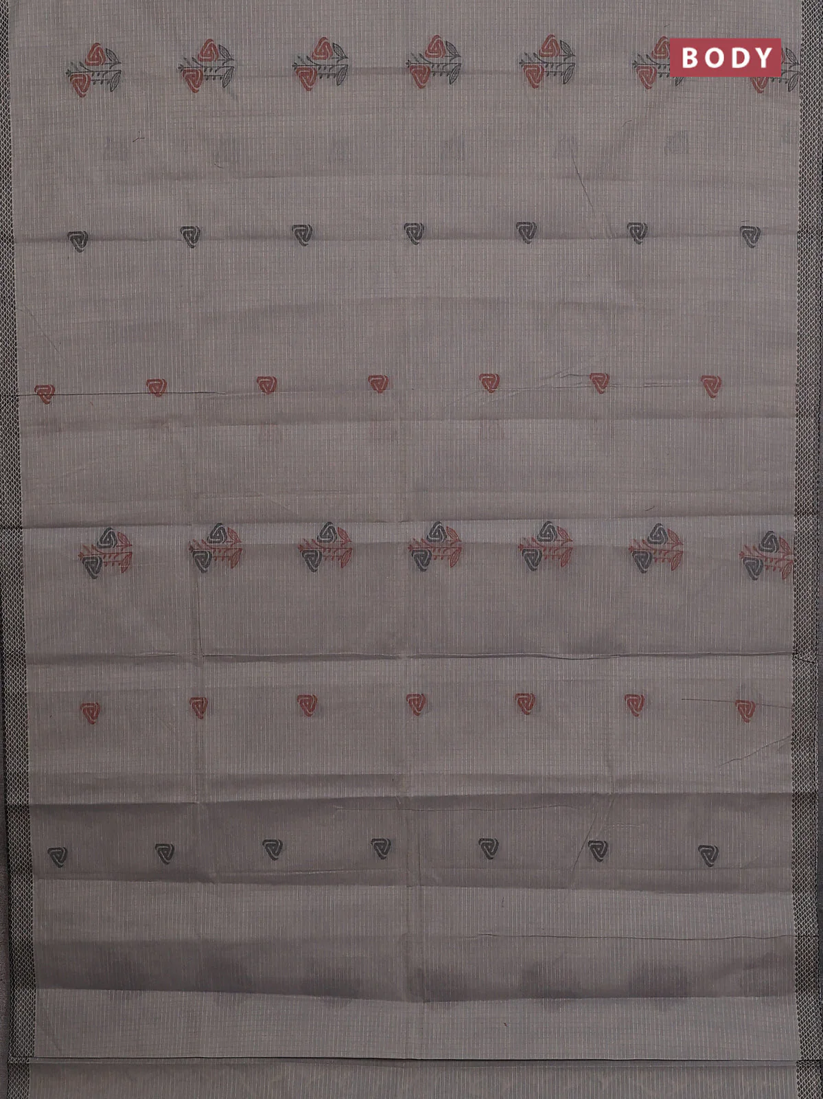 Nithyam cotton saree grey with allover checks pattern & buttas and thread woven border - Image 2