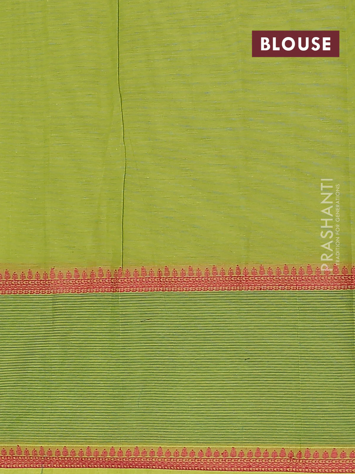Nithyam cotton saree light green with allover thread woven stripe pattern and thread woven butta border - Image 4