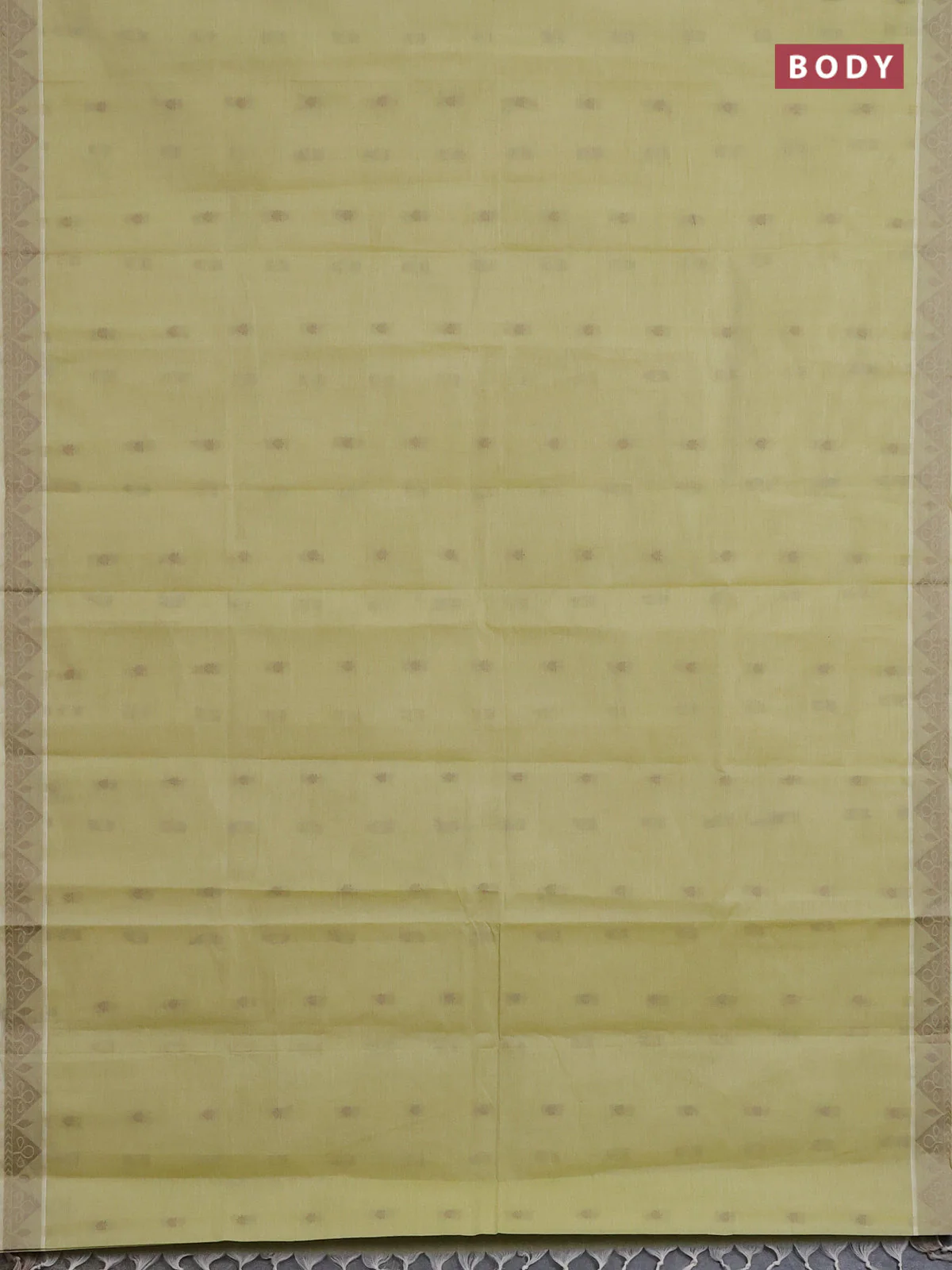 Nithyam cotton saree light green with thread woven buttas and thread woven border - Image 2