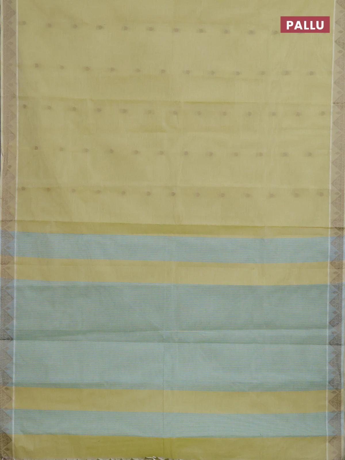 Nithyam cotton saree light green with thread woven buttas and thread woven border - Image 3