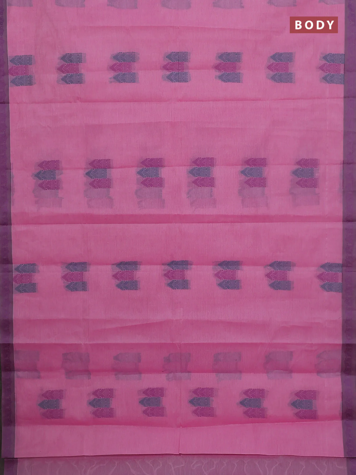 Nithyam cotton saree light pink and grey with allover thread woven buttas and paisley thread woven border - Image 2