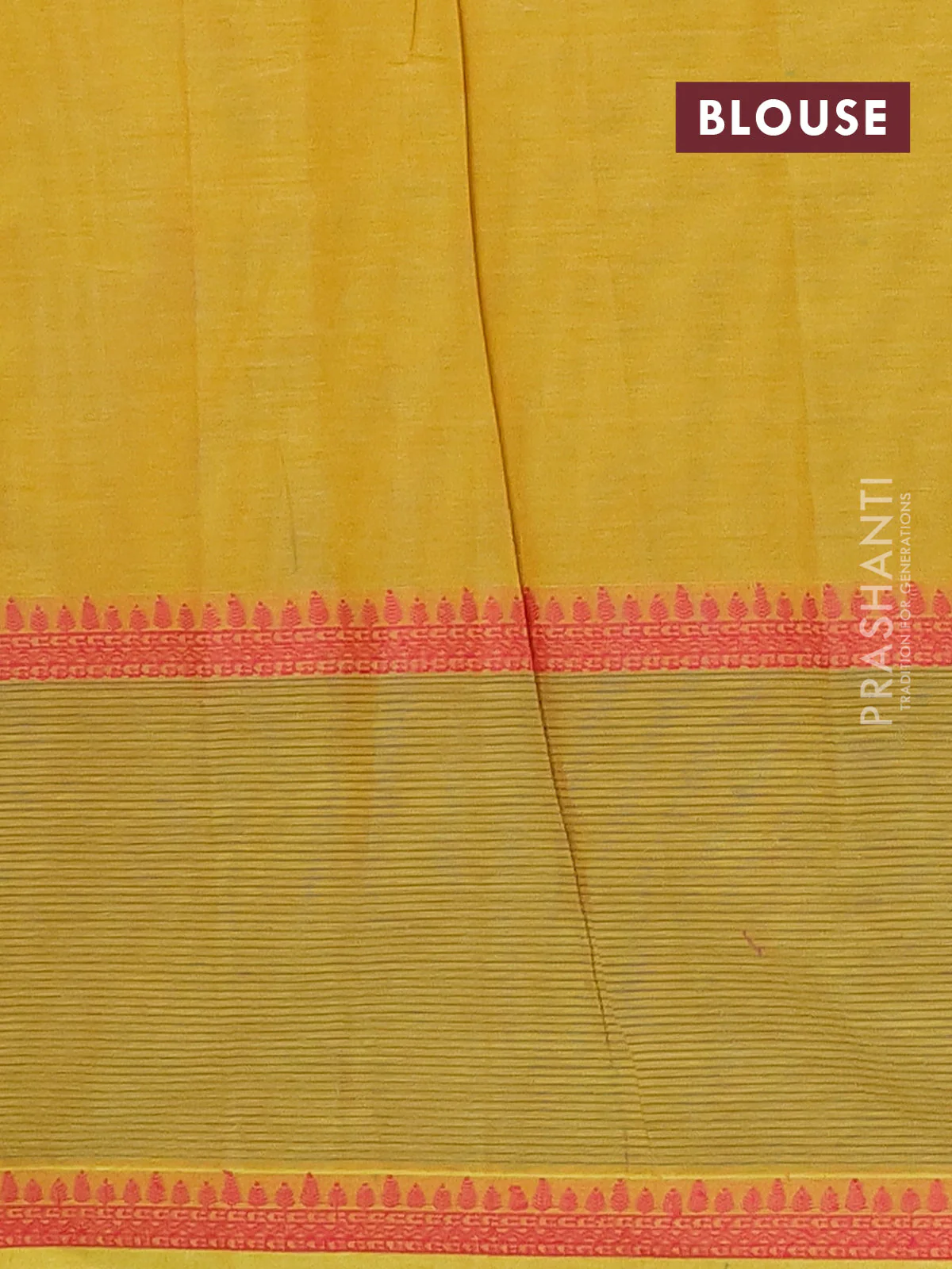 Nithyam cotton saree lime green with allover thread woven stripe pattern and thread woven butta border - Image 4