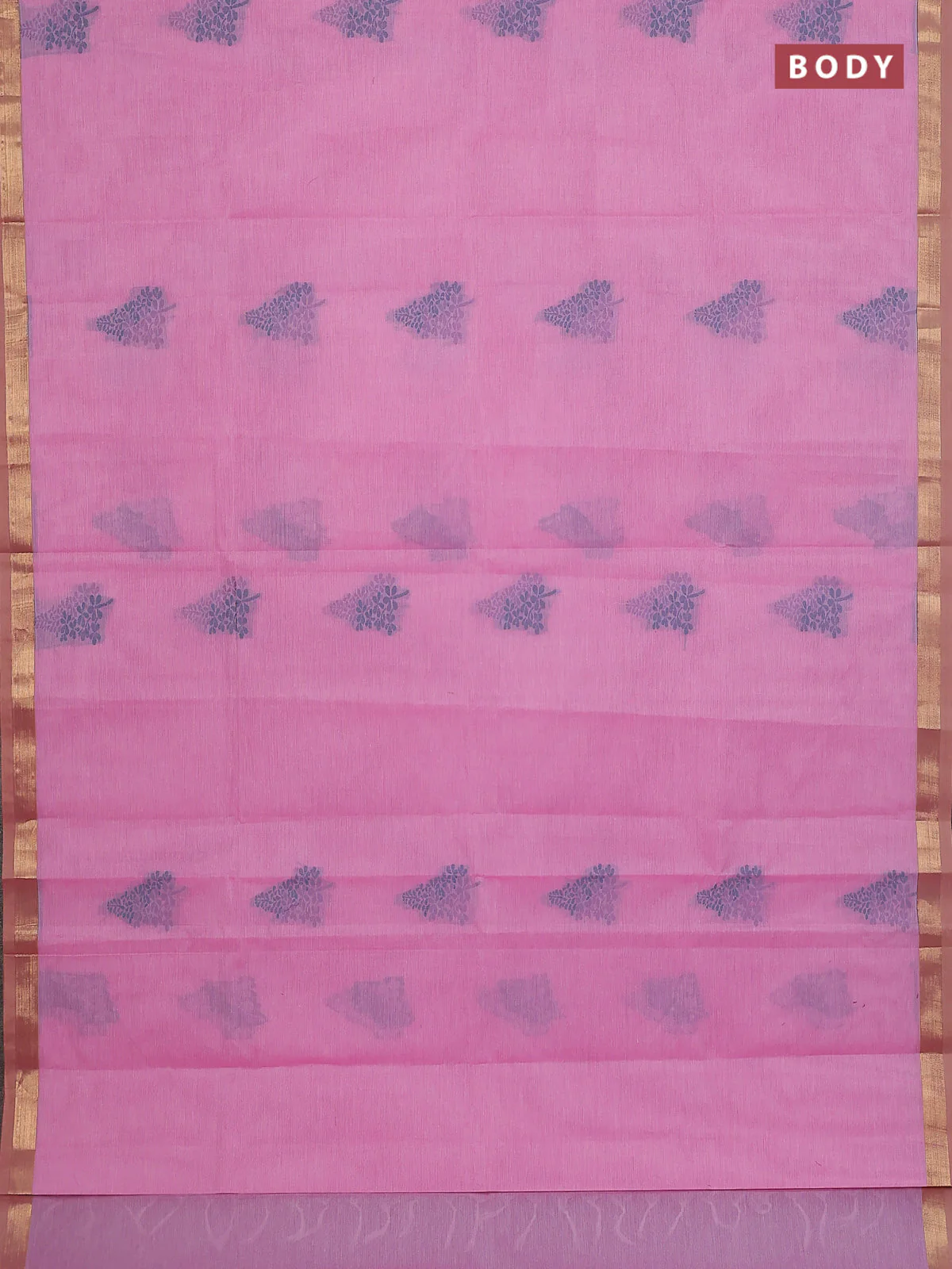 Nithyam cotton saree pink with thread woven buttas and zari woven border - Image 2