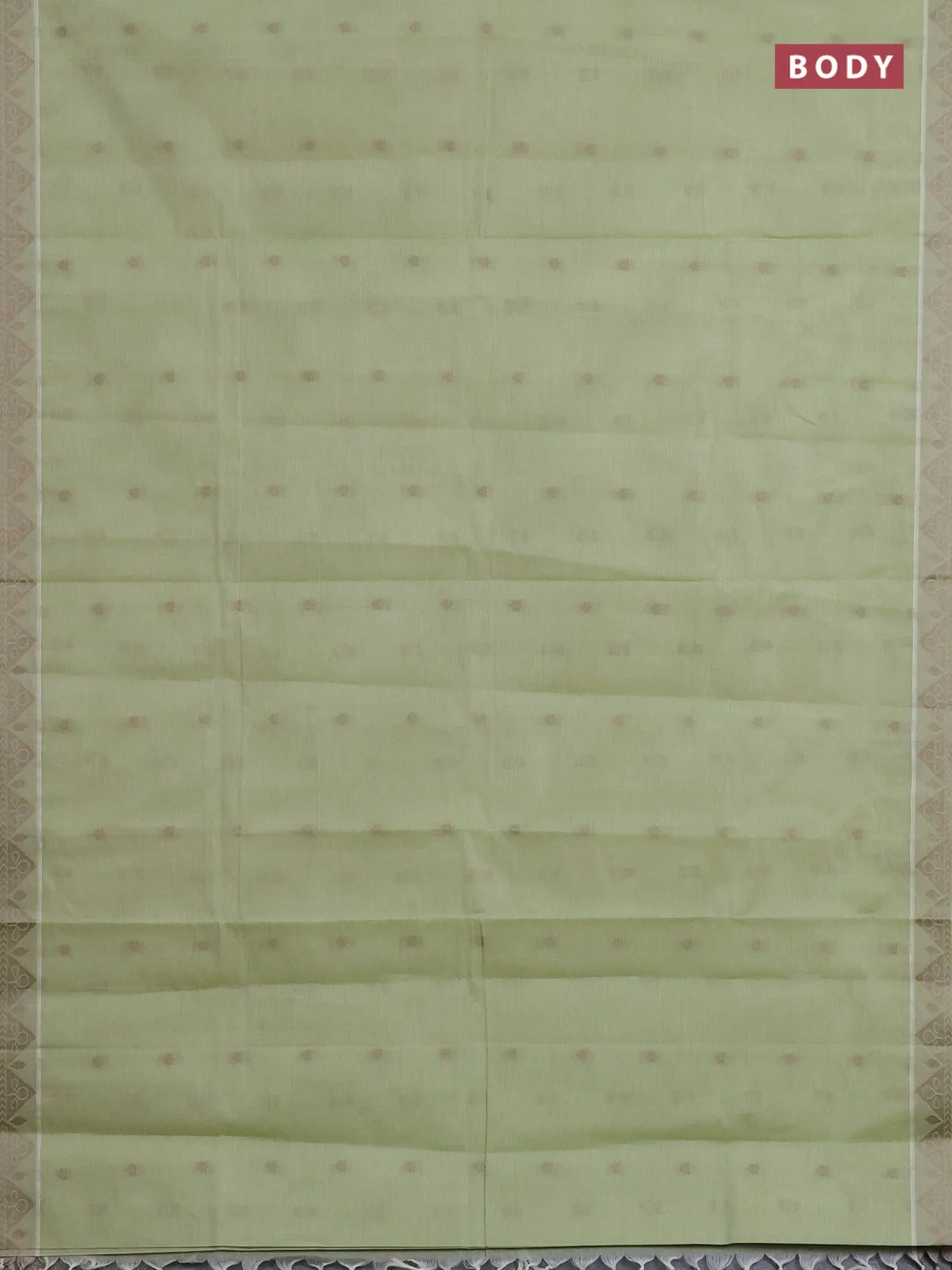 Nithyam cotton saree pista green with thread woven buttas and thread woven border - Image 2