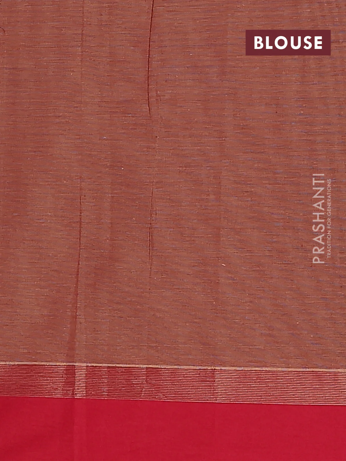 Nithyam cotton saree red shade and red with allover thread woven stripes pattern & buttas and zari woven simple border - Image 4