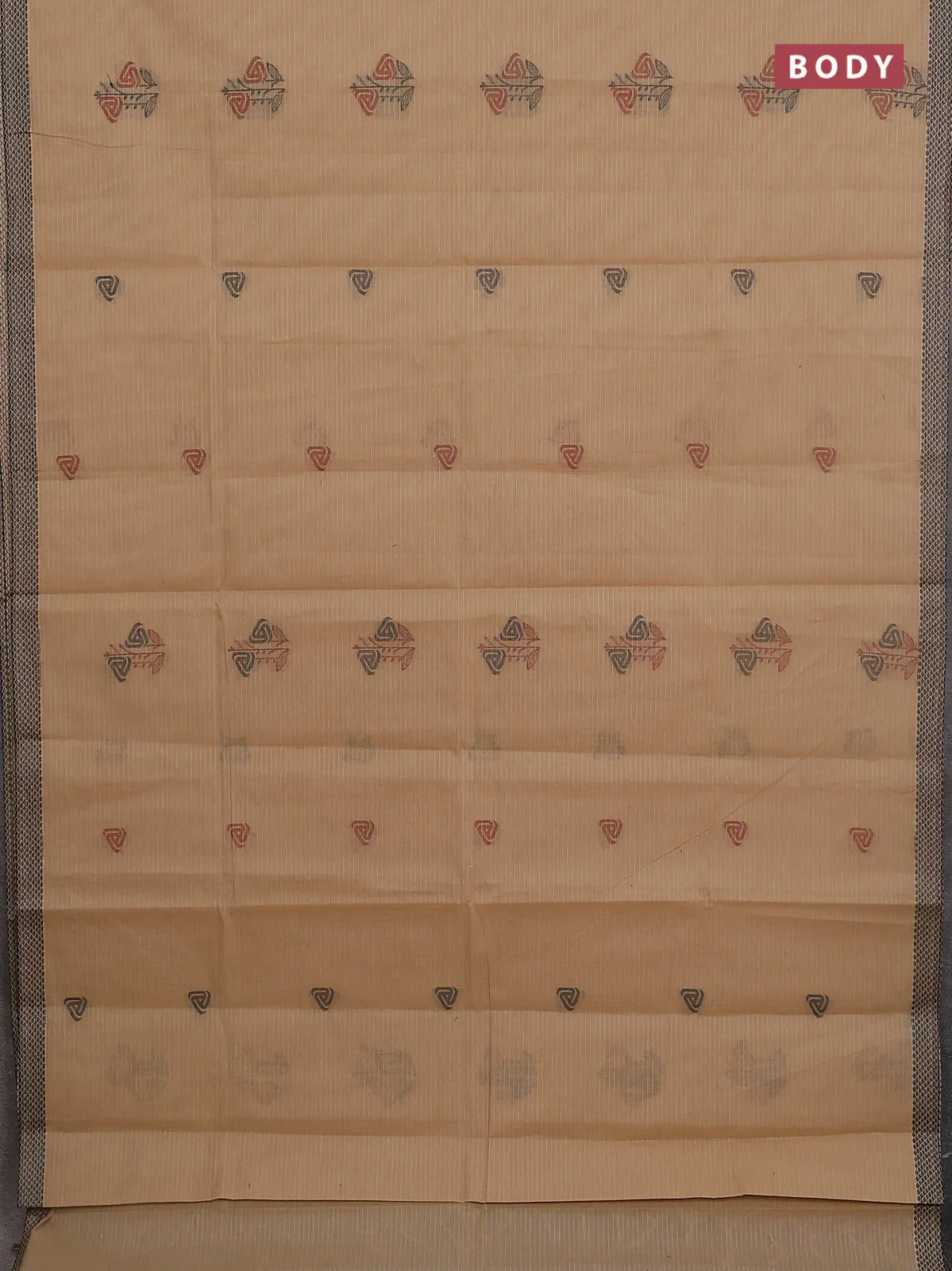 Nithyam cotton saree sandal with allover checks pattern & buttas and thread woven border - Image 2