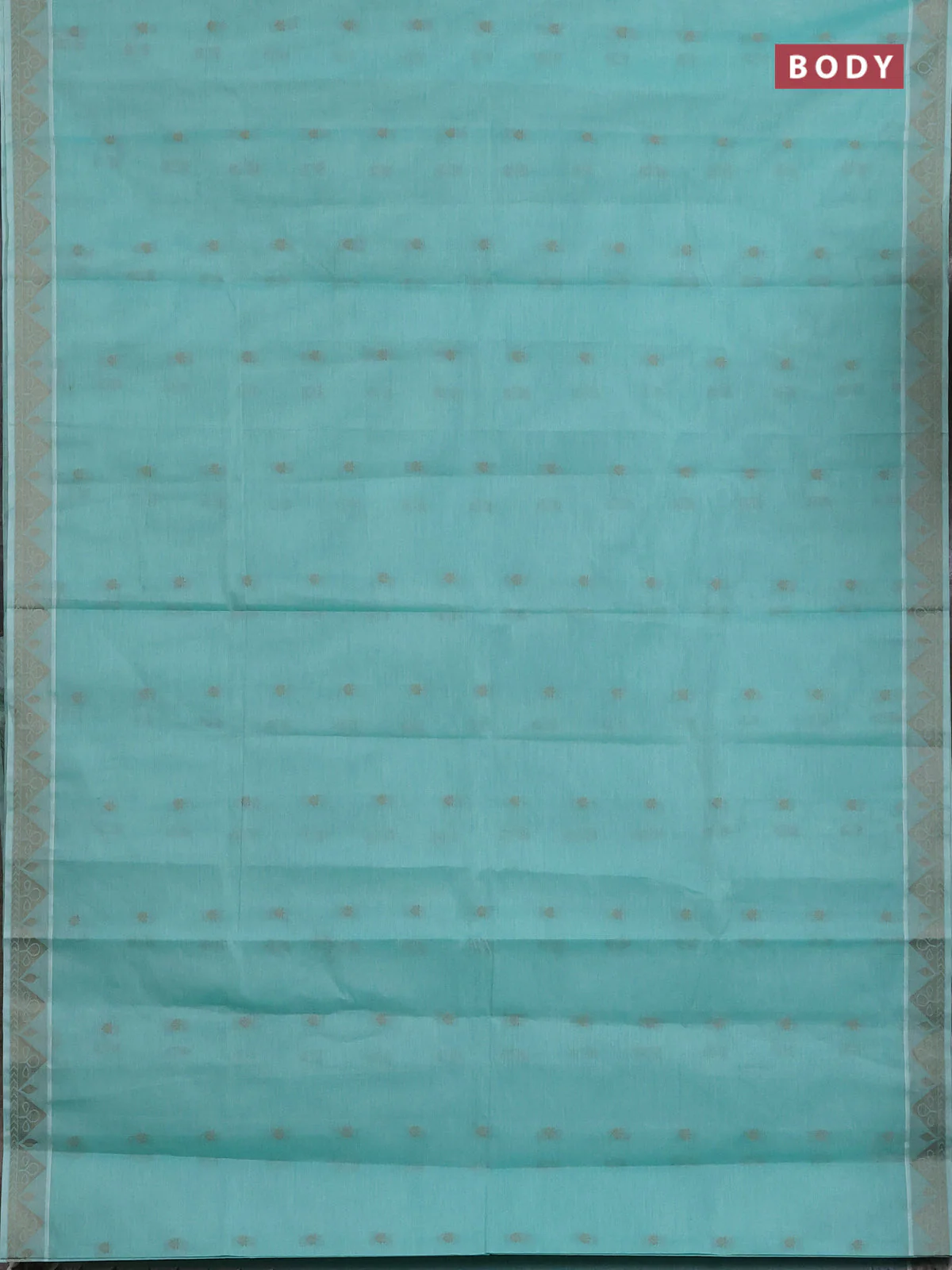 Nithyam cotton saree teal green with thread woven buttas and thread woven border - Image 2
